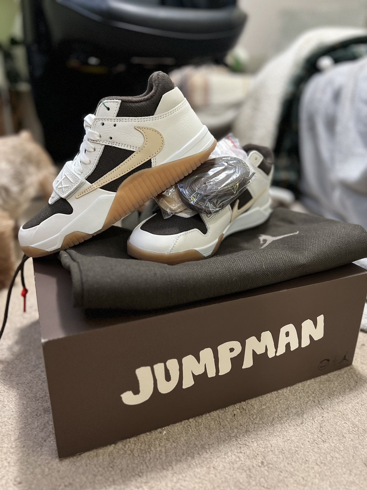 image of Jordan Nike Jordan Jumpman Jack Shoes in Beige, Men's (Size 7)