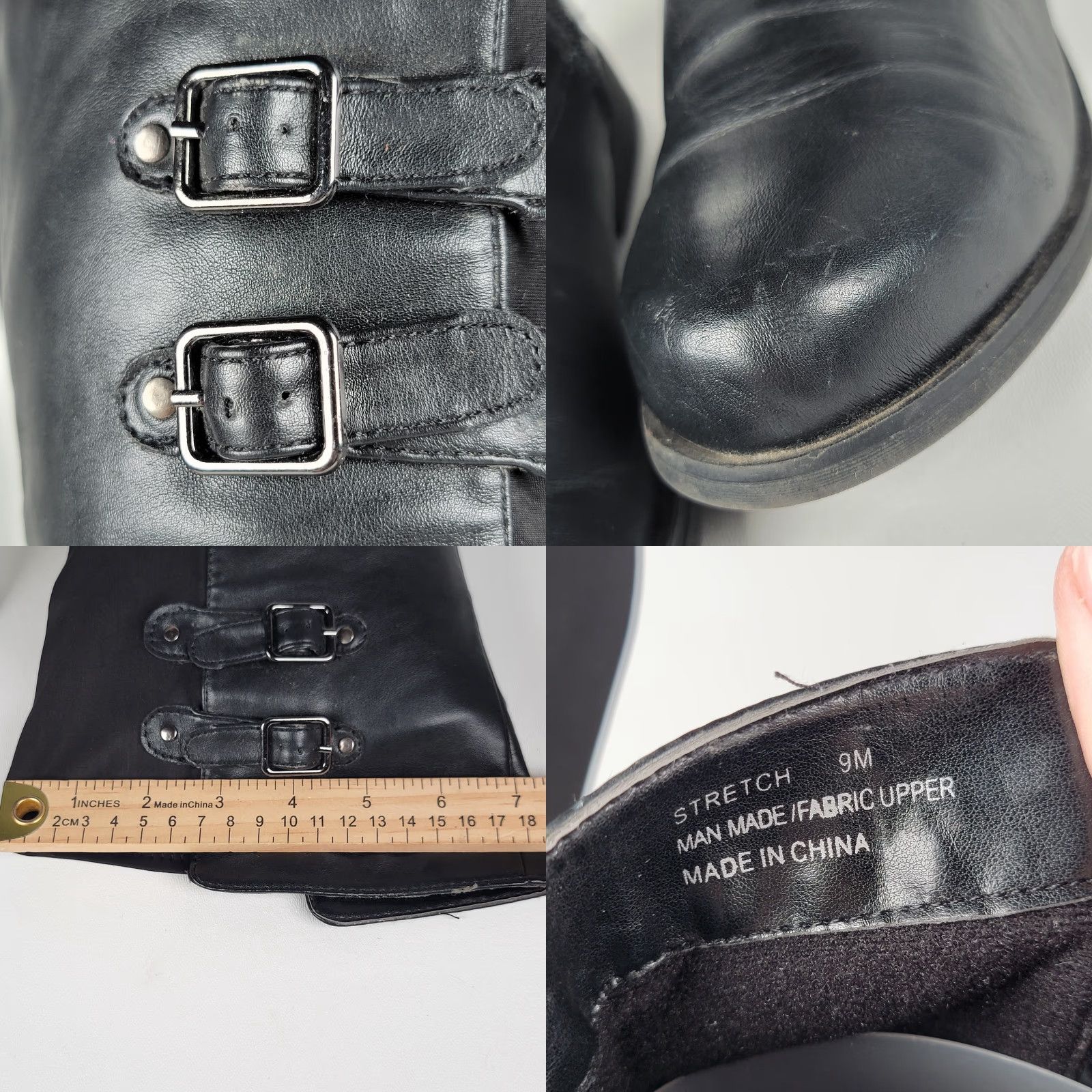 Vintage Jasmine Women's Tall Boots Black Faux Leather Stretch Fabric Size 9 M Size US 9 / IT 39 - 9 Thumbnail