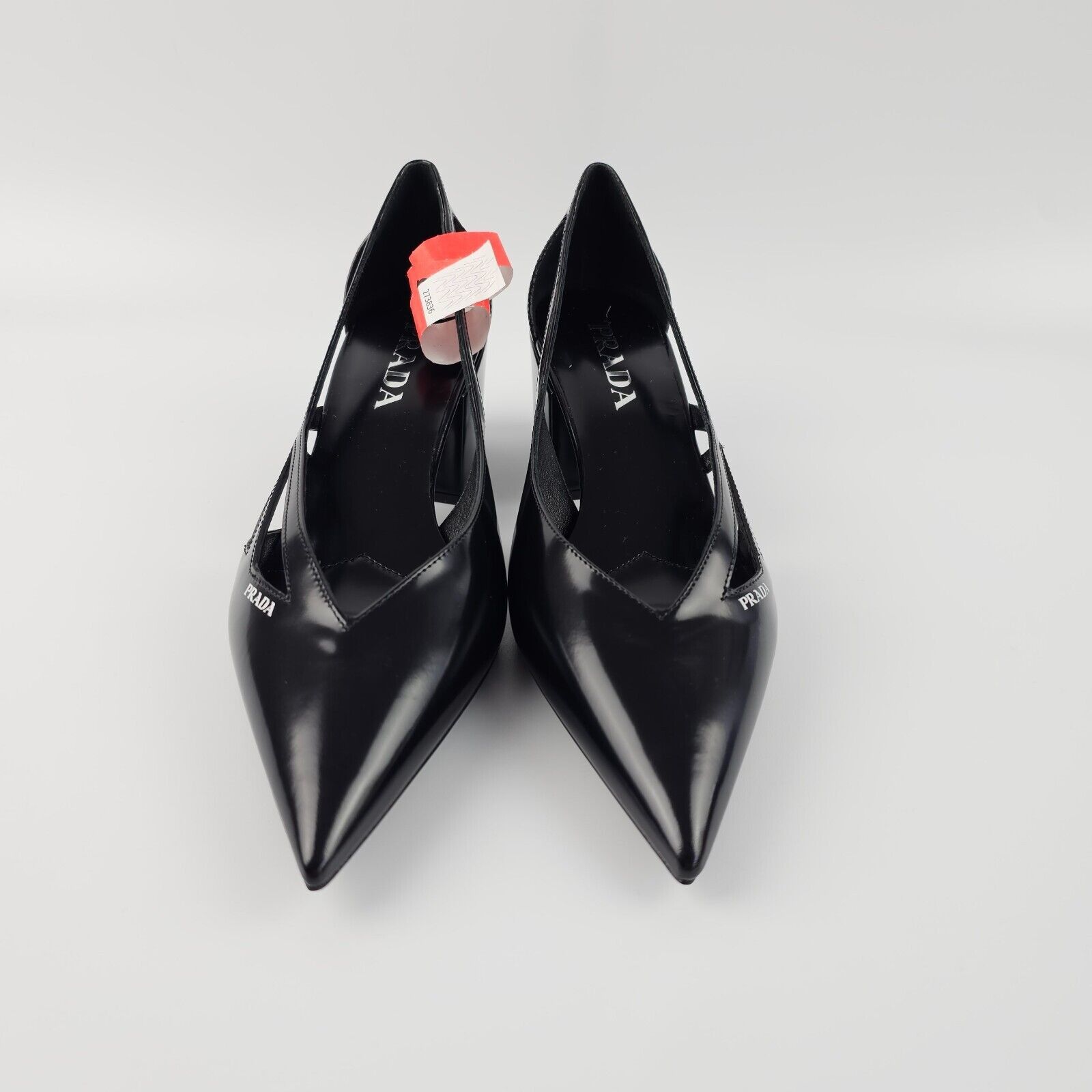 PRADA Cut-Out Black Leather 55mm Pumps New And Authentic