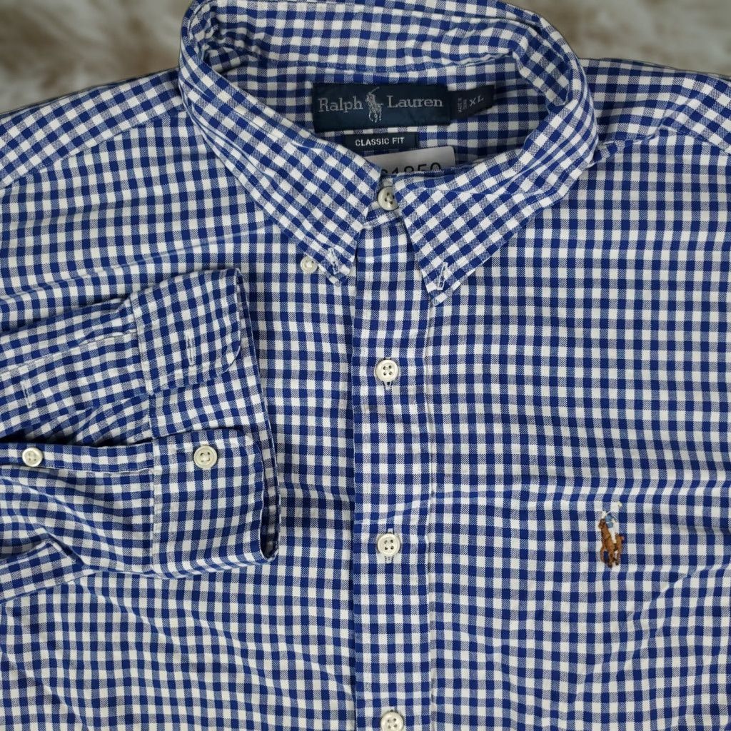 Ralph Lauren Ralph Lauren Shirt Men XL Blue Check Button-Down Long Sleeve Casual Dress Polo Pony Logo Modern Preppy Mens XL Blue Check Button-Up Shirt Size US XL / EU 56 / 4 - 1 Thumbnail