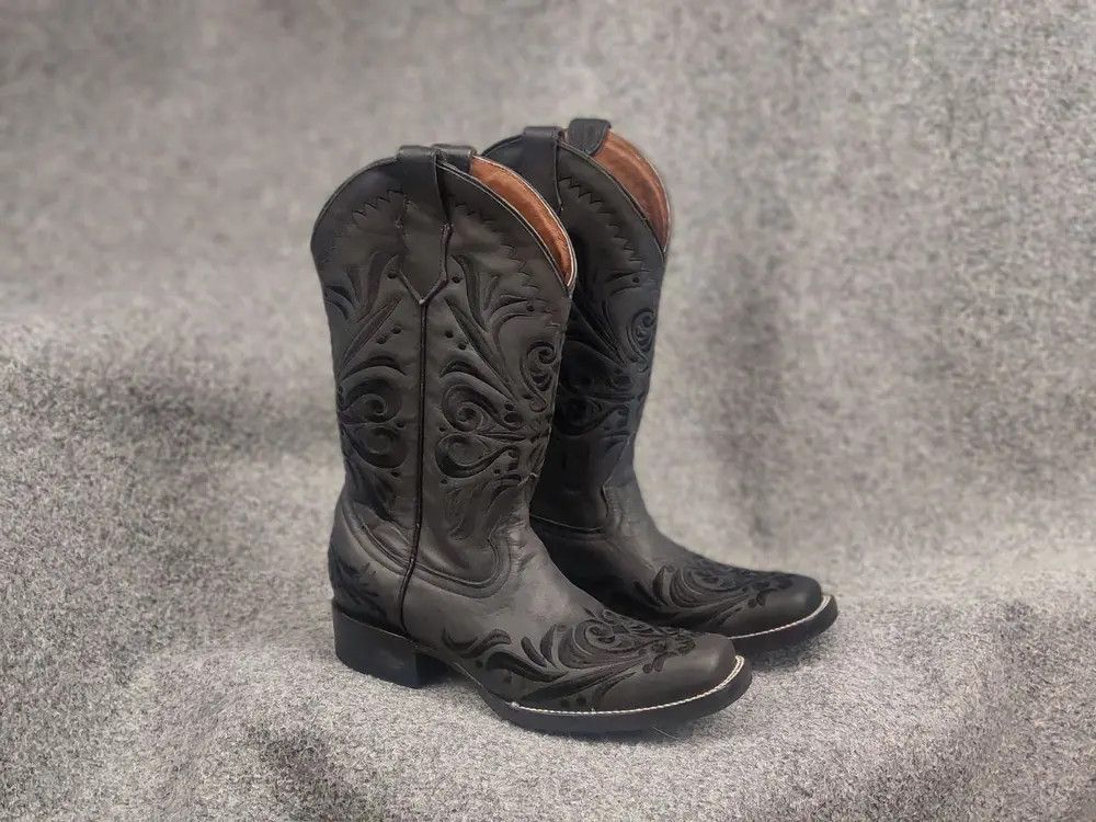 Sendra Circle G Cowboy Western Leather square Boots Vintage Shoes Size US 9 / IT 39 - 1 Thumbnail