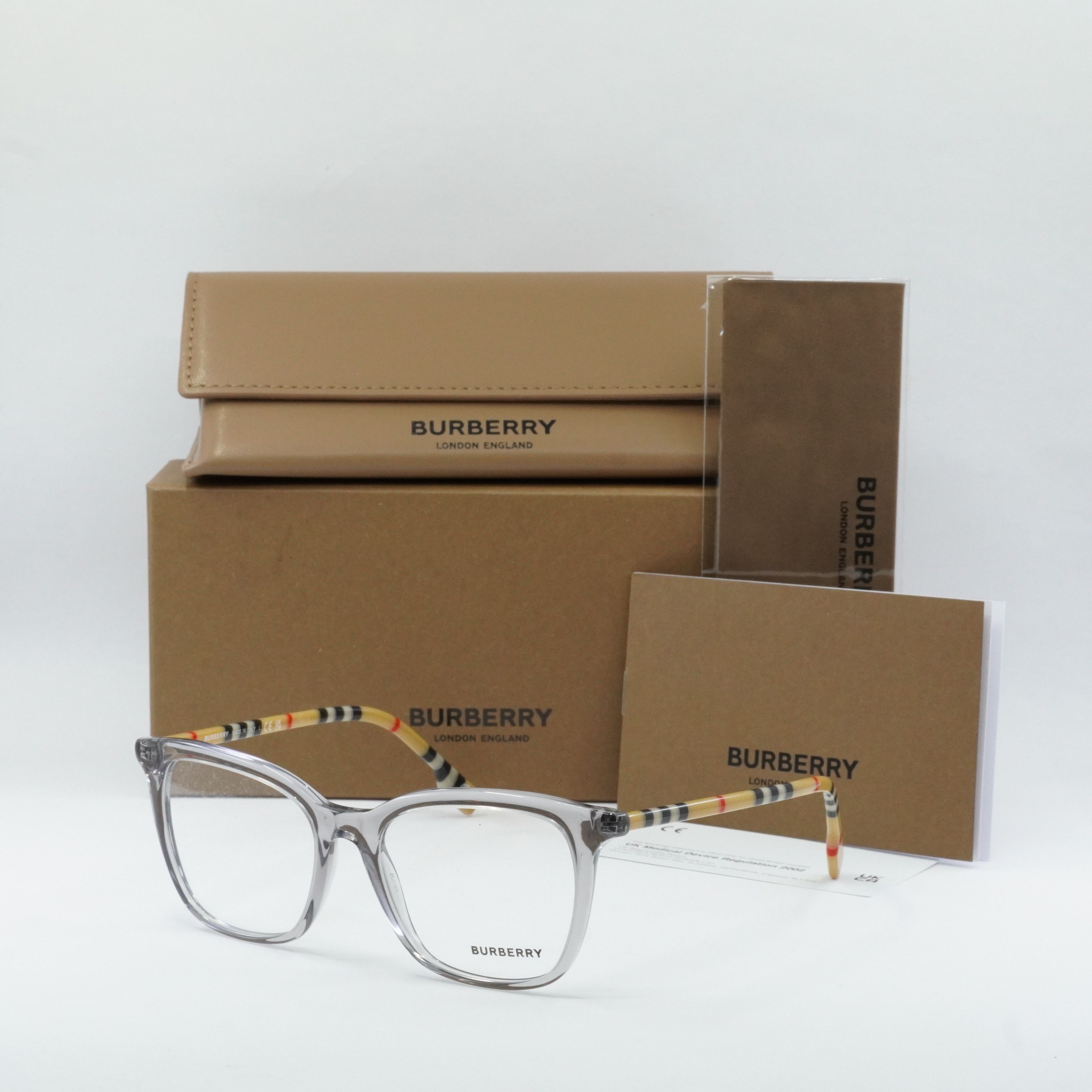 Burberry Burberry BE2390 3892 Eyeglasses Square 50mm Grey Frame Size ONE SIZE - 8 Thumbnail