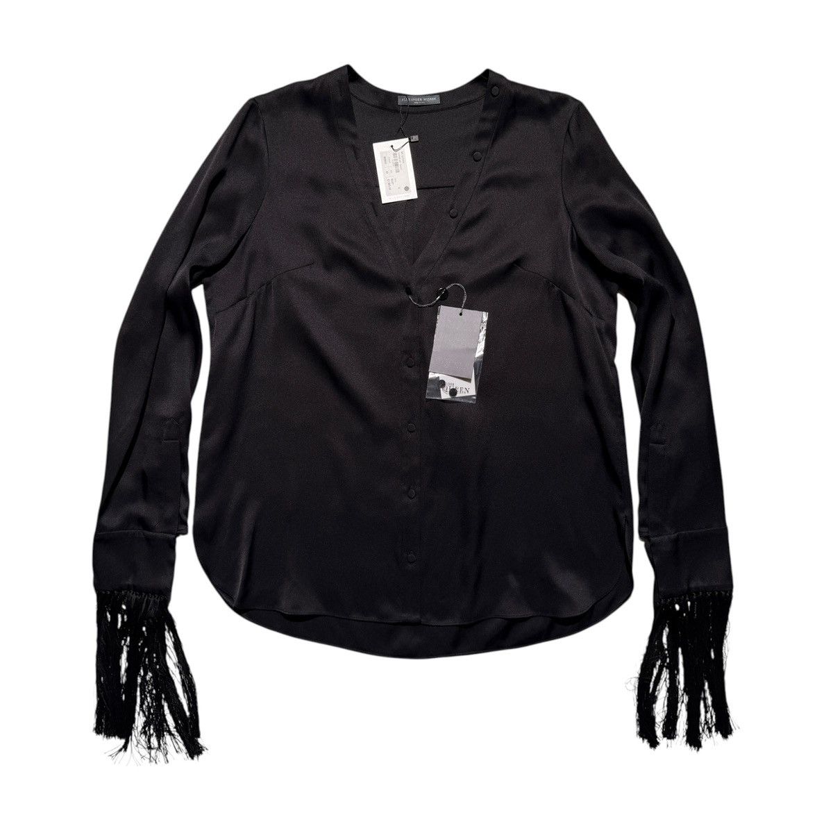 Alexander McQueen $1865 Silk fringe sleeve blouse Size US S / EU 44-46 / 1 - 1 Thumbnail