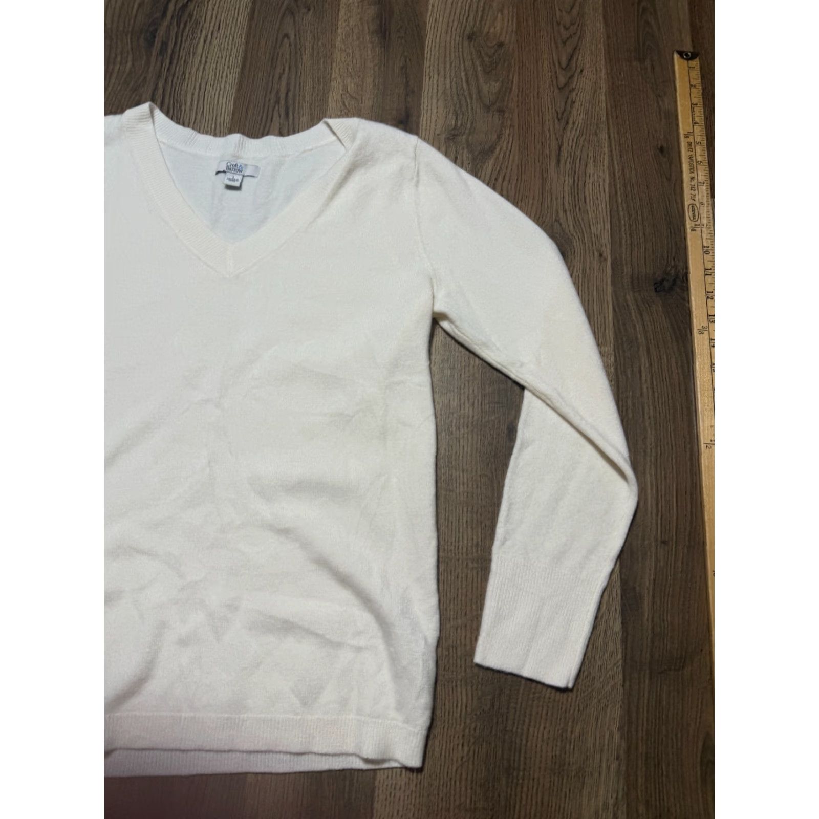 Croft & Barrow Croft & Barrow Shirt Womens Small White Long Sleeve V-Neck Knit Cotton T-Shirt Casual Modern - Womens Size S / US 4 / IT 40 - 4 Thumbnail