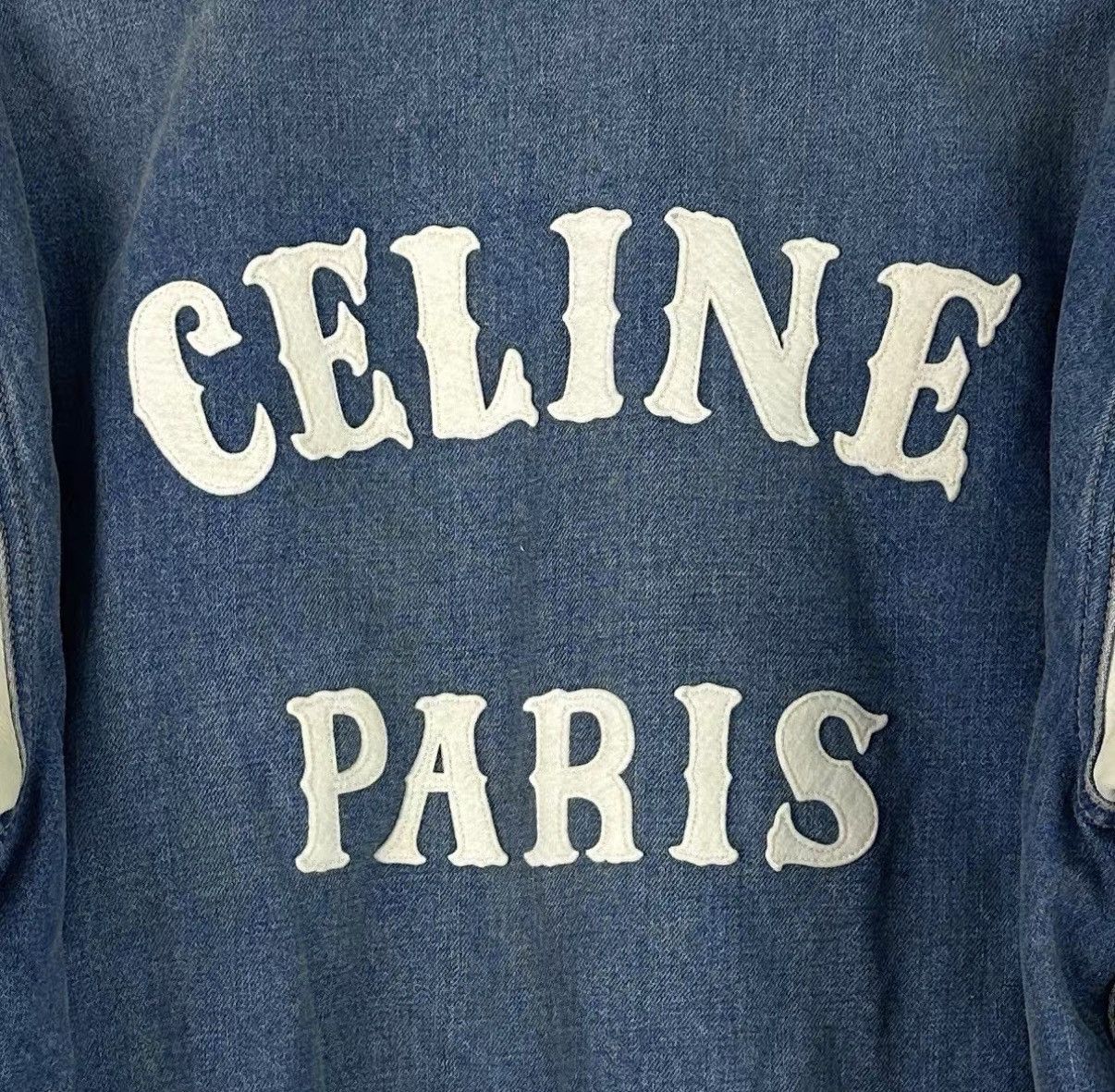 Celine Celine Washed Denim & Leather Triomphe Cotton Jacket J42 Size US M / EU 48-50 / 2 - 5 Thumbnail