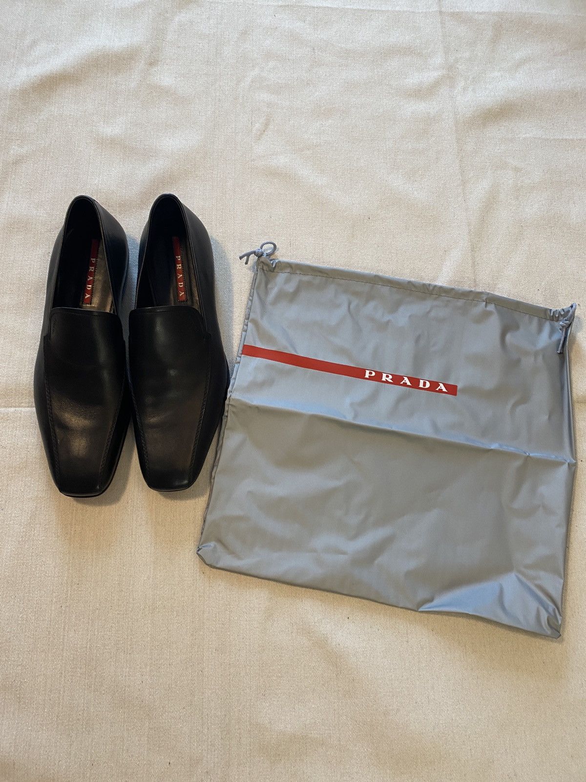 Prada Prada Linea Rossa Black Leather Rubber Sole Loafers Size 11 Size US 11 / EU 44 - 1 Thumbnail