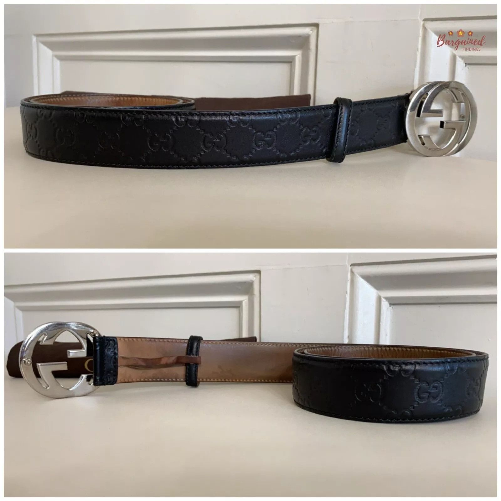Gucci Gucci Guccissima Leather Silver Interlocking G Buckle Belt Size 30 - 7 Thumbnail