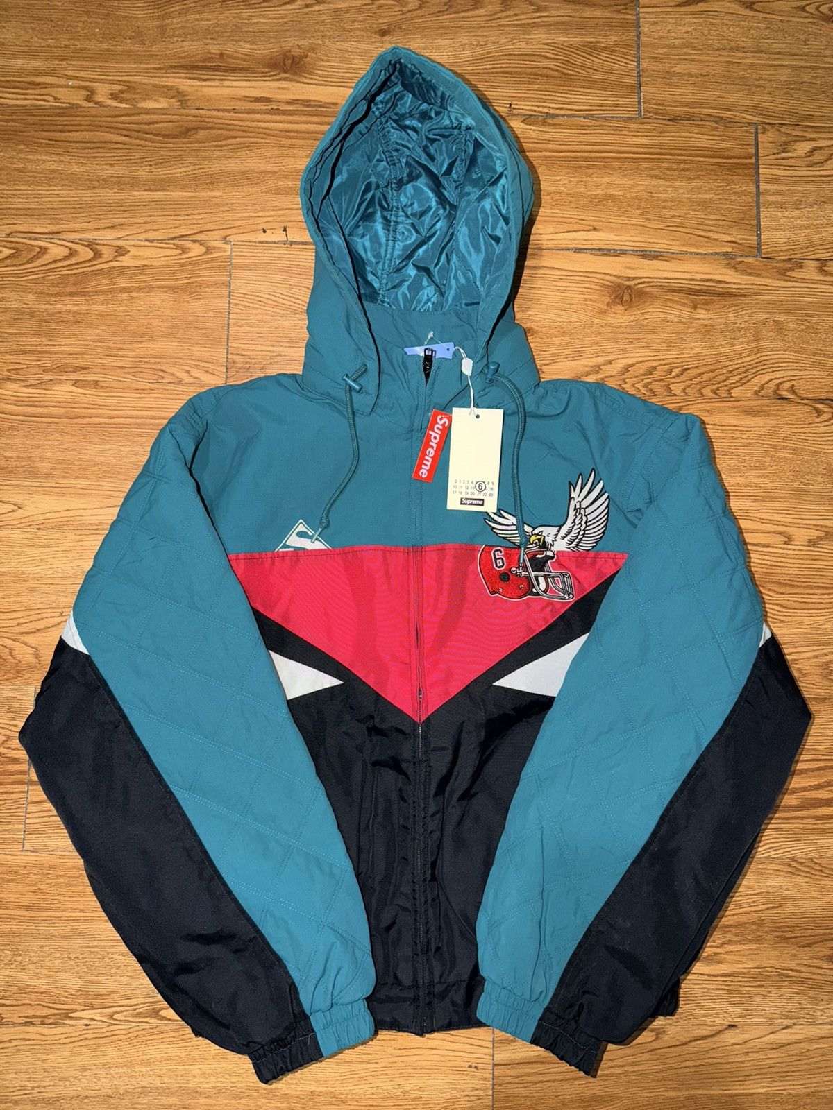 Supreme Supreme MM6 Maison Margiela Split Stadium Jacket Teal size S Size US S / EU 44-46 / 1 - 1 Thumbnail