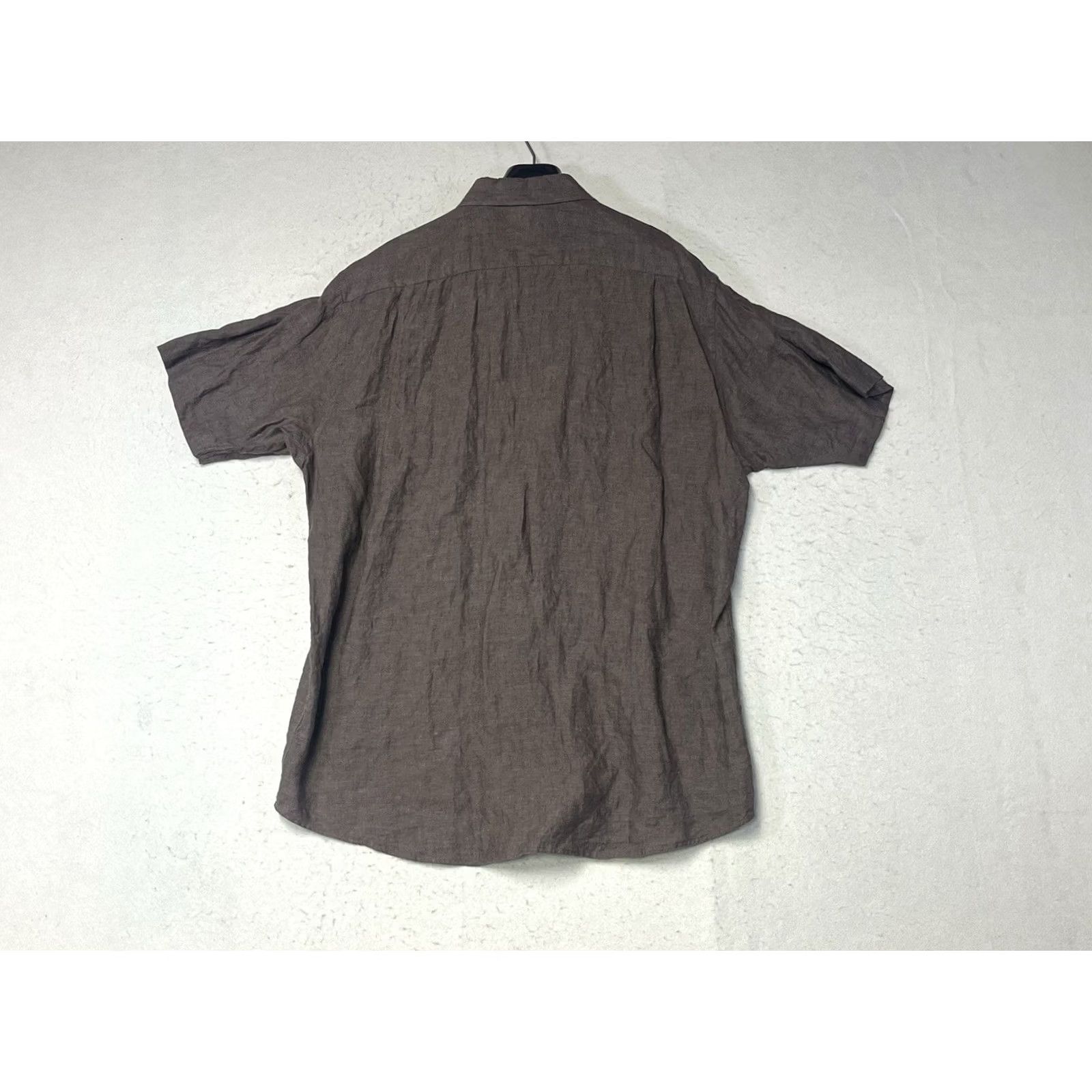 Tasso Elba Tasso Elba Shirt Mens L Brown Luxury Linen Button Front Short Sleeve Size Size US L / EU 52-54 / 3 - 2 Thumbnail