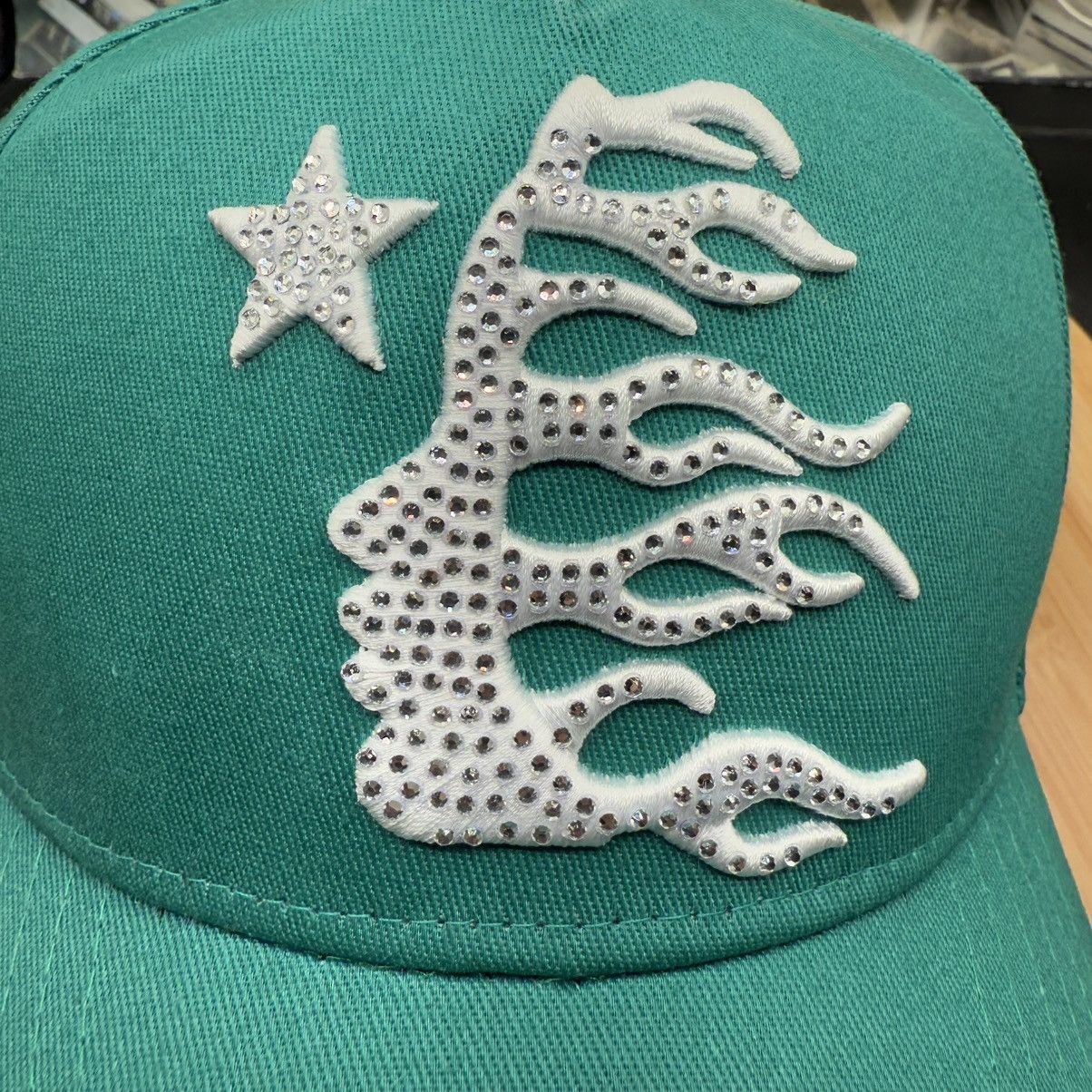 HELLSTAR Hellstar OG Logo Rhinestone Cap Green (FW24) Size ONE SIZE - 11 Thumbnail