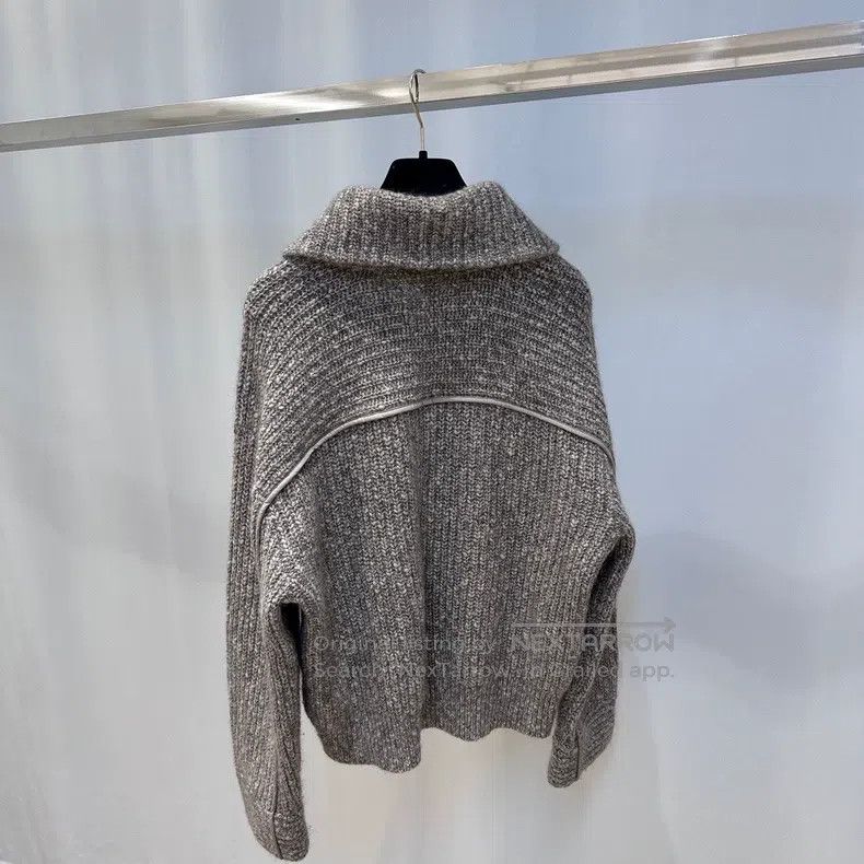 Brunello Cucinelli Brunello Cucinelli Retro large collar zipper knitted sweat Size M / US 6-8 / IT 42-44 - 3 Thumbnail