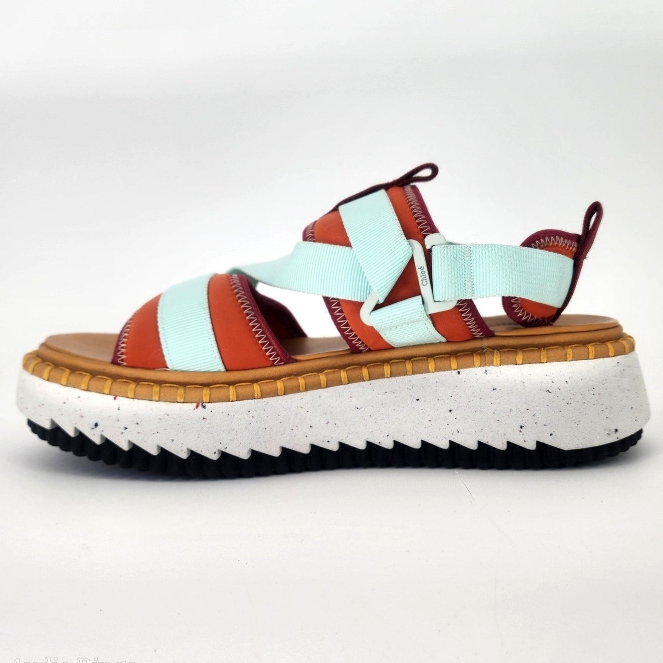 Chloe Chloé Lilli Multi-Strap Platform Sandals Orange/Teal EU 38 Size US 8 / IT 38 - 10 Thumbnail