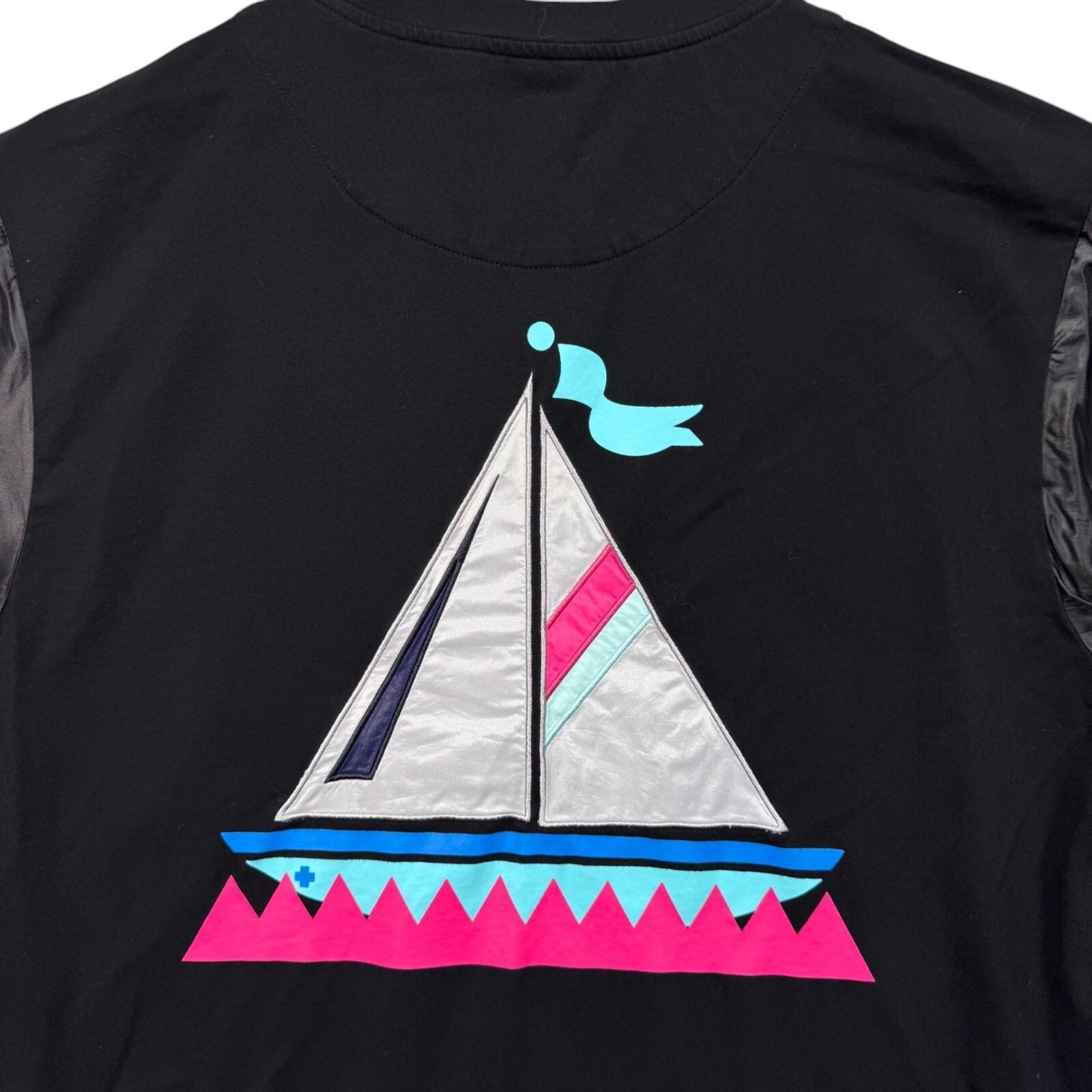 Pink Dolphin Pink + Dolphin Cotton Black T Shirt Sailboat Designer Tee L Size US L / EU 52-54 / 3 - 3 Thumbnail