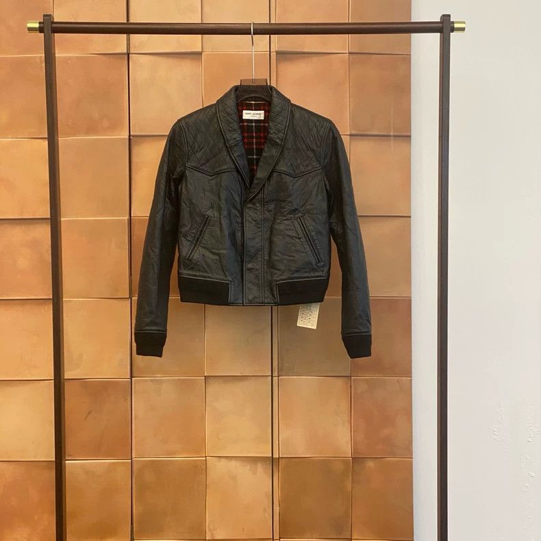 Saint Laurent Paris Black Leather Jacket-