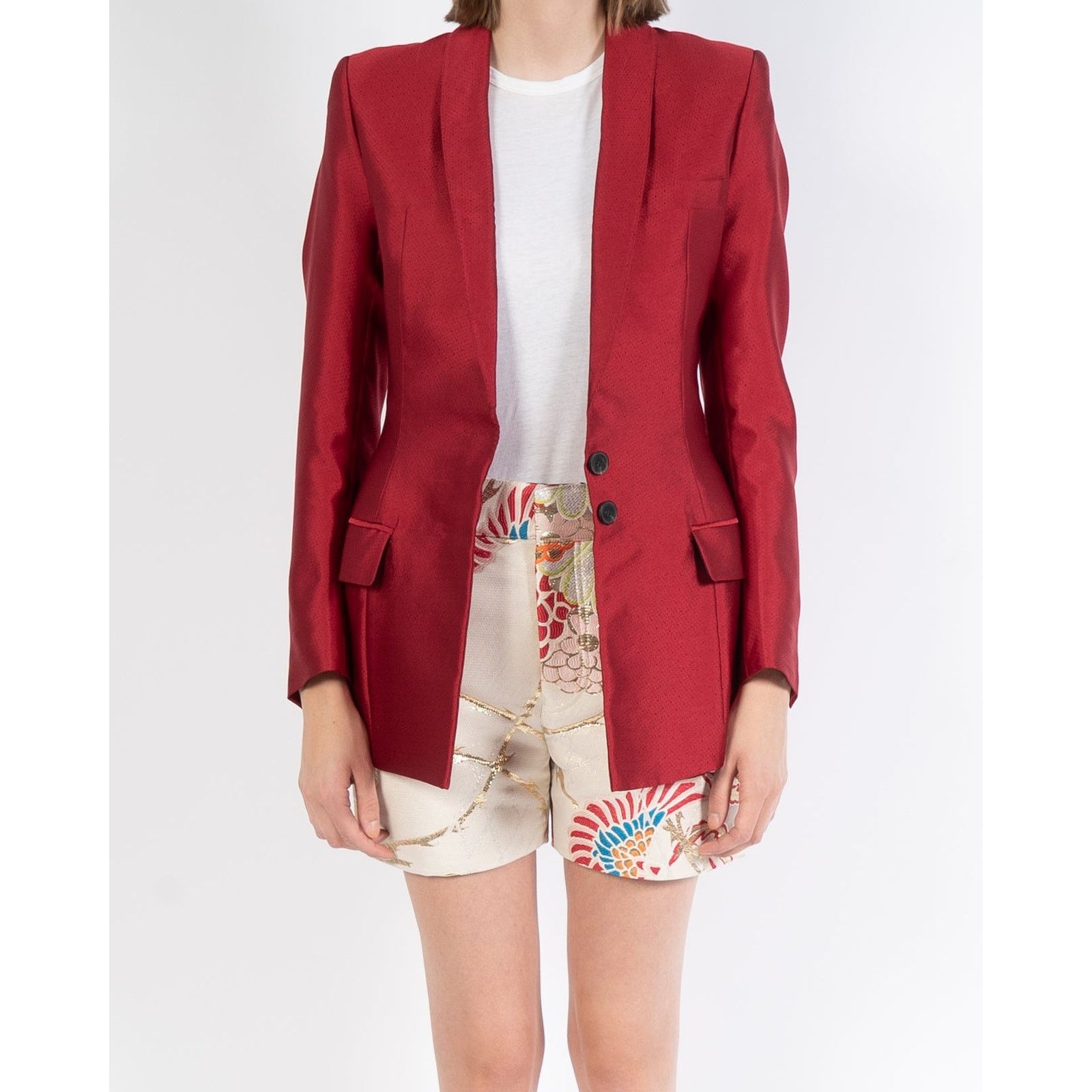Haider Ackermann SS18 Hourglass Blazer in Red Silk Size S / US 4 / IT 40 - 1 Thumbnail