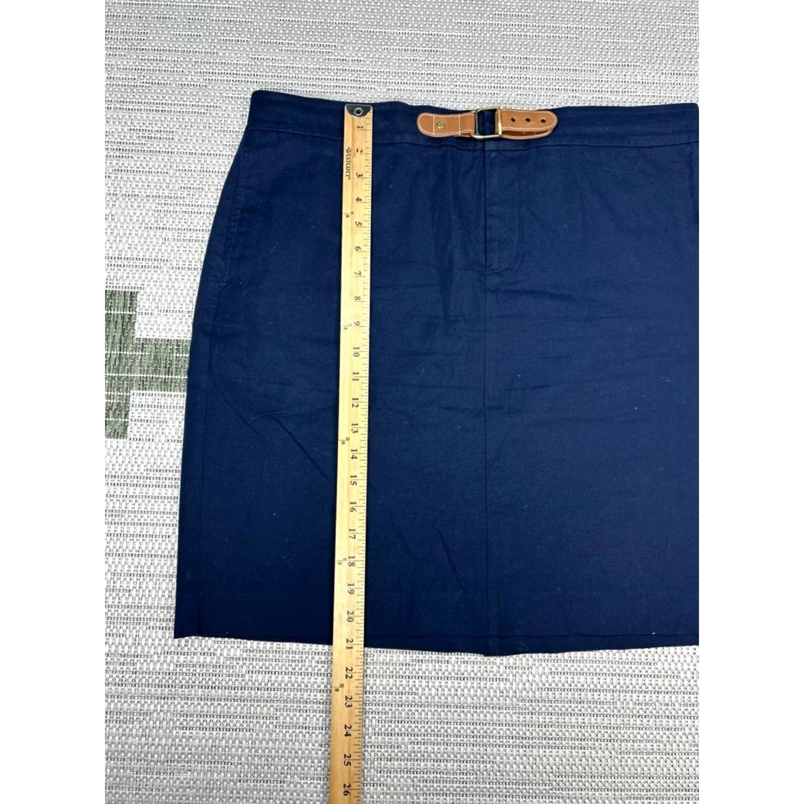Ralph Lauren Lauren Ralph Lauren Skirt Womens 14 Navy Blue Cotton Belted Pencil Size 36" / US 14 / IT 50 - 2 Thumbnail