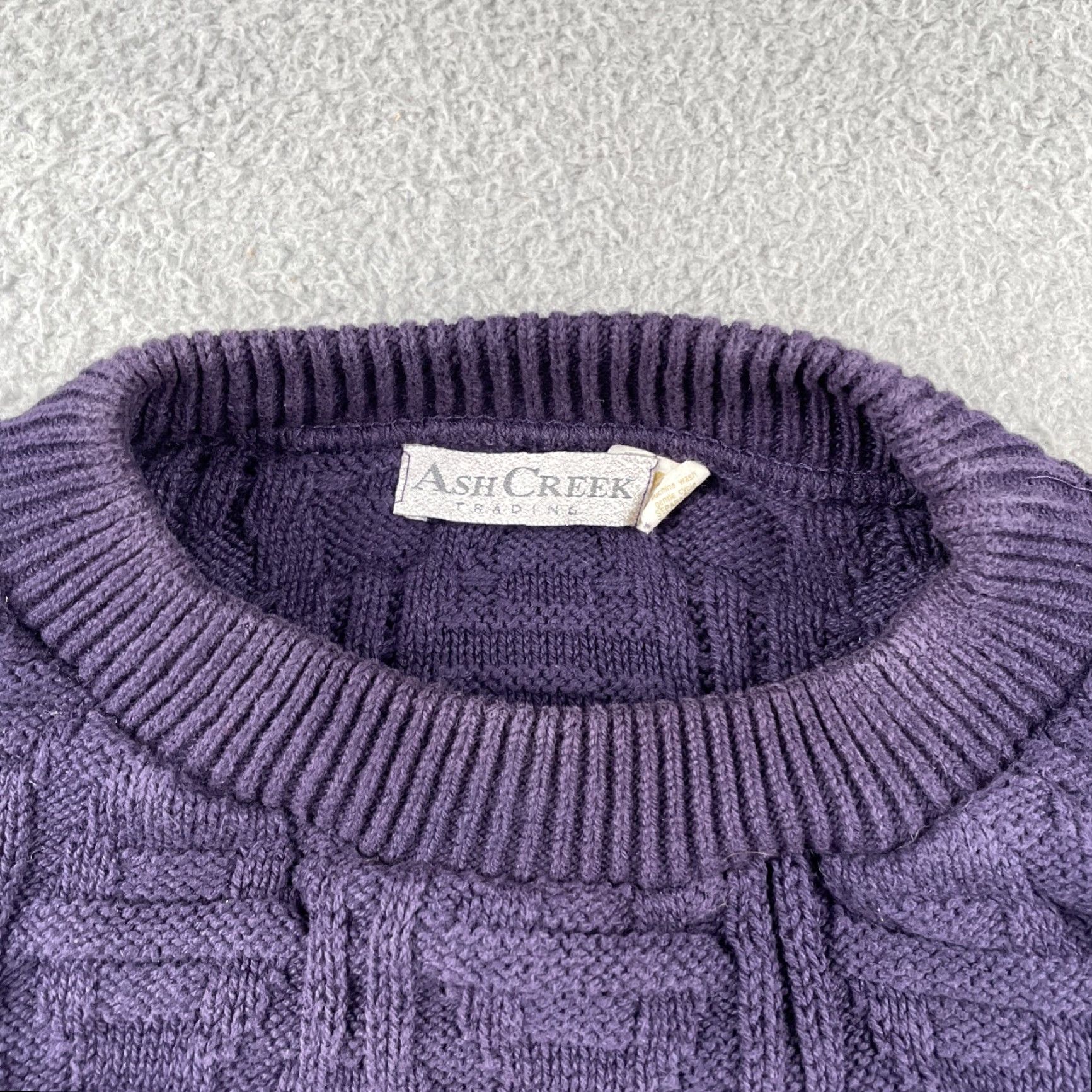 ASH VINTAGE Ash Creek Trading Knit Sweater XL Knit Cotton Purple Mens 90s USA Size US XL / EU 56 / 4 - 2 Thumbnail