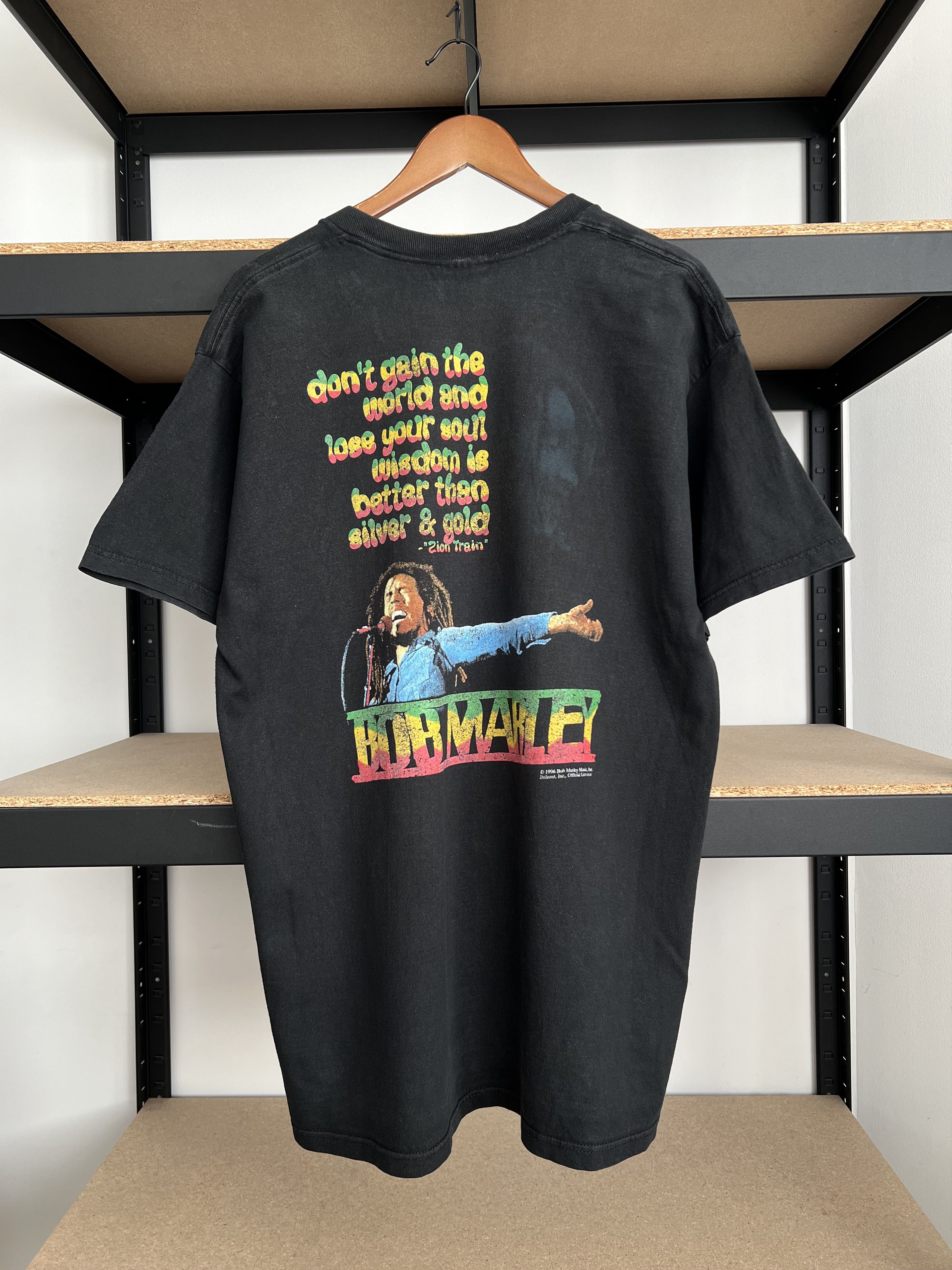 Band Tees Vintage 1996 Bob Marley Zion Train Jamaica Black T-shirt Size US XL / EU 56 / 4 - 1 Thumbnail