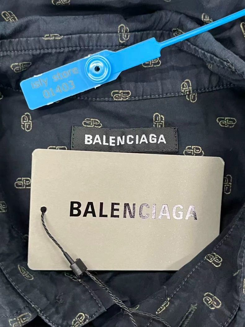 Balenciaga size 37 Logo Print Oversized Long Sleeve Shirt