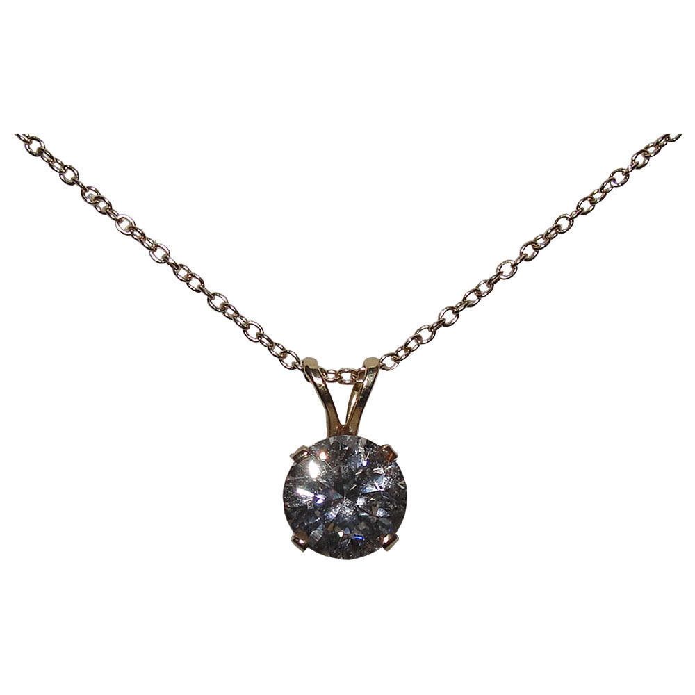 Designer 14 kt Yellow Gold Solitaire Simulated Diamond Necklace Size ONE SIZE - 1 Thumbnail