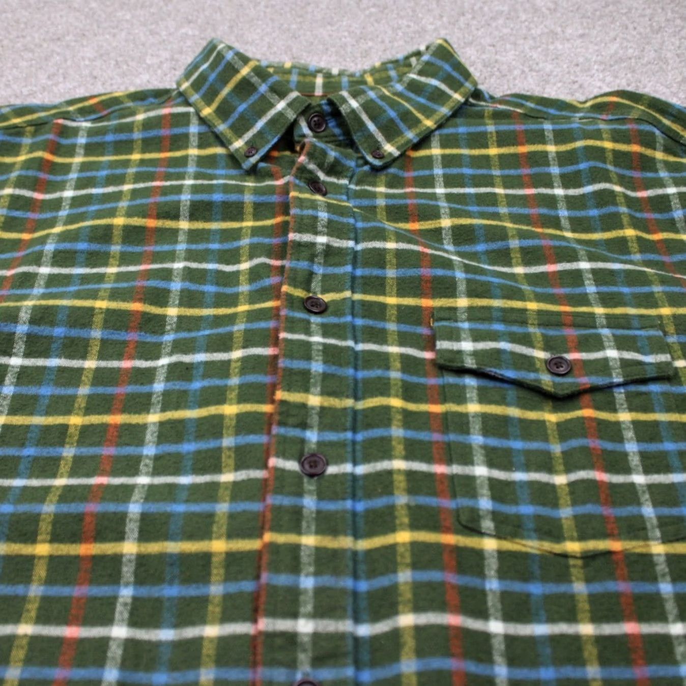 Vintage Woolrich Shirt Mens 2XL Flannel Button-Up Plaid Green Yellow Blue L/S Cotton Size US XXL / EU 58 / 5 - 4 Thumbnail
