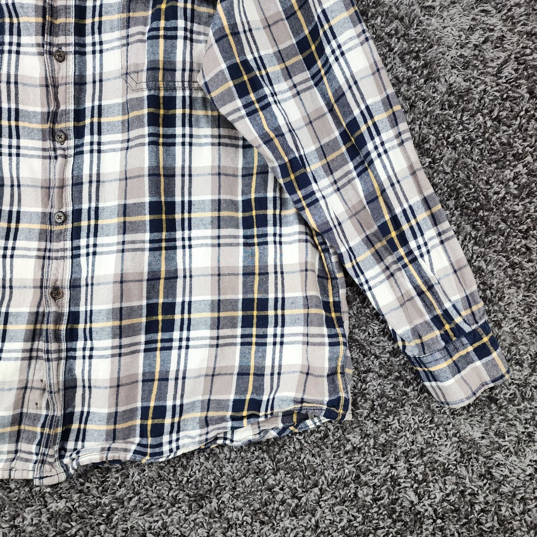 Faded Glory VINTAGE Faded Glory Button-Up Shirt Mens Flannel Plaid Long Sleeve XL Beige Blue Size US XL / EU 56 / 4 - 2 Thumbnail
