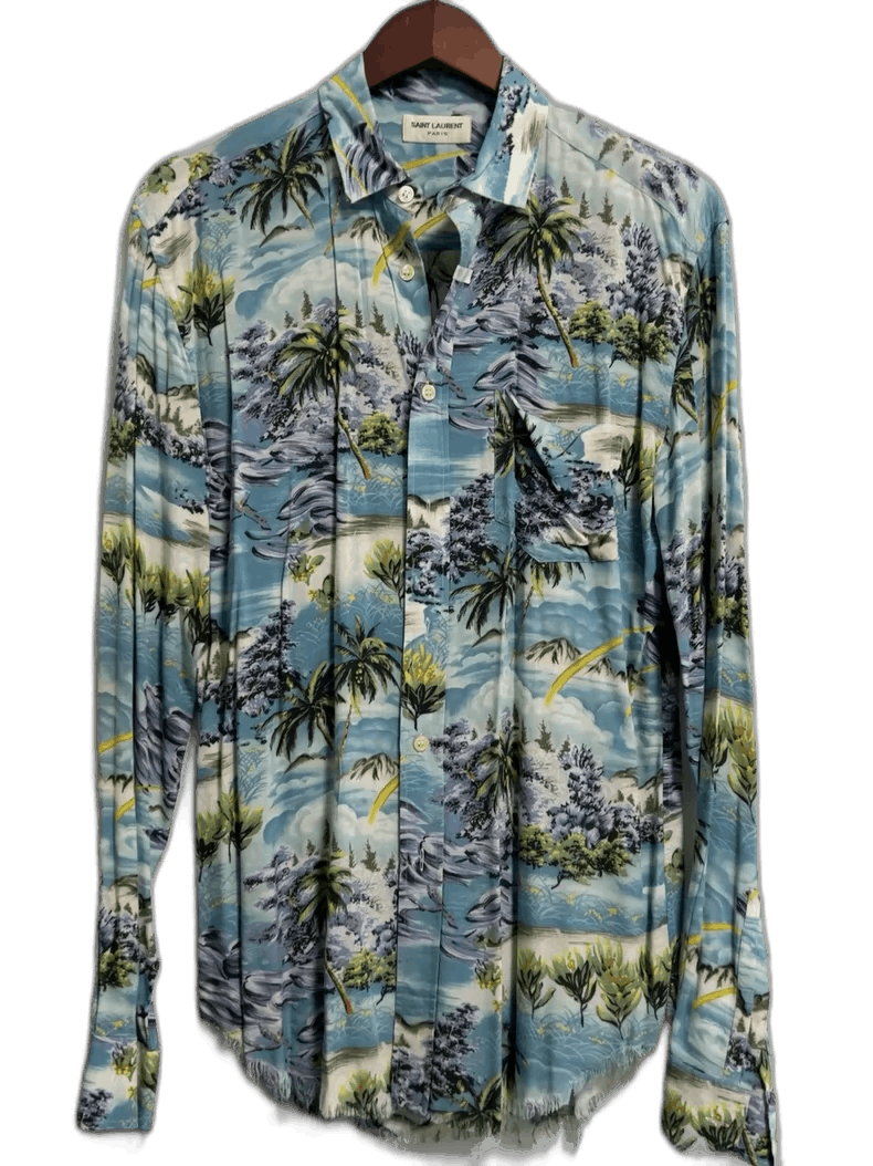 saint laurent palm tree pattern shirt