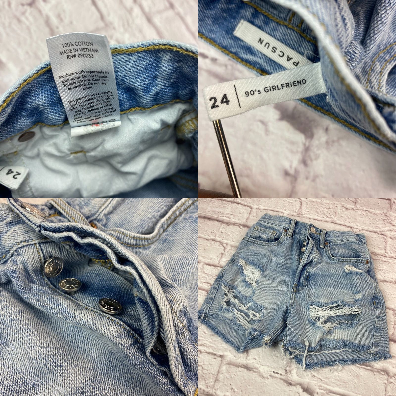 Pacsun Pacsun Teens Shorts 90s Girlfriend Size 24 Distressed Cut-Off Button Fly Size 42" / US 20 - 8 Thumbnail