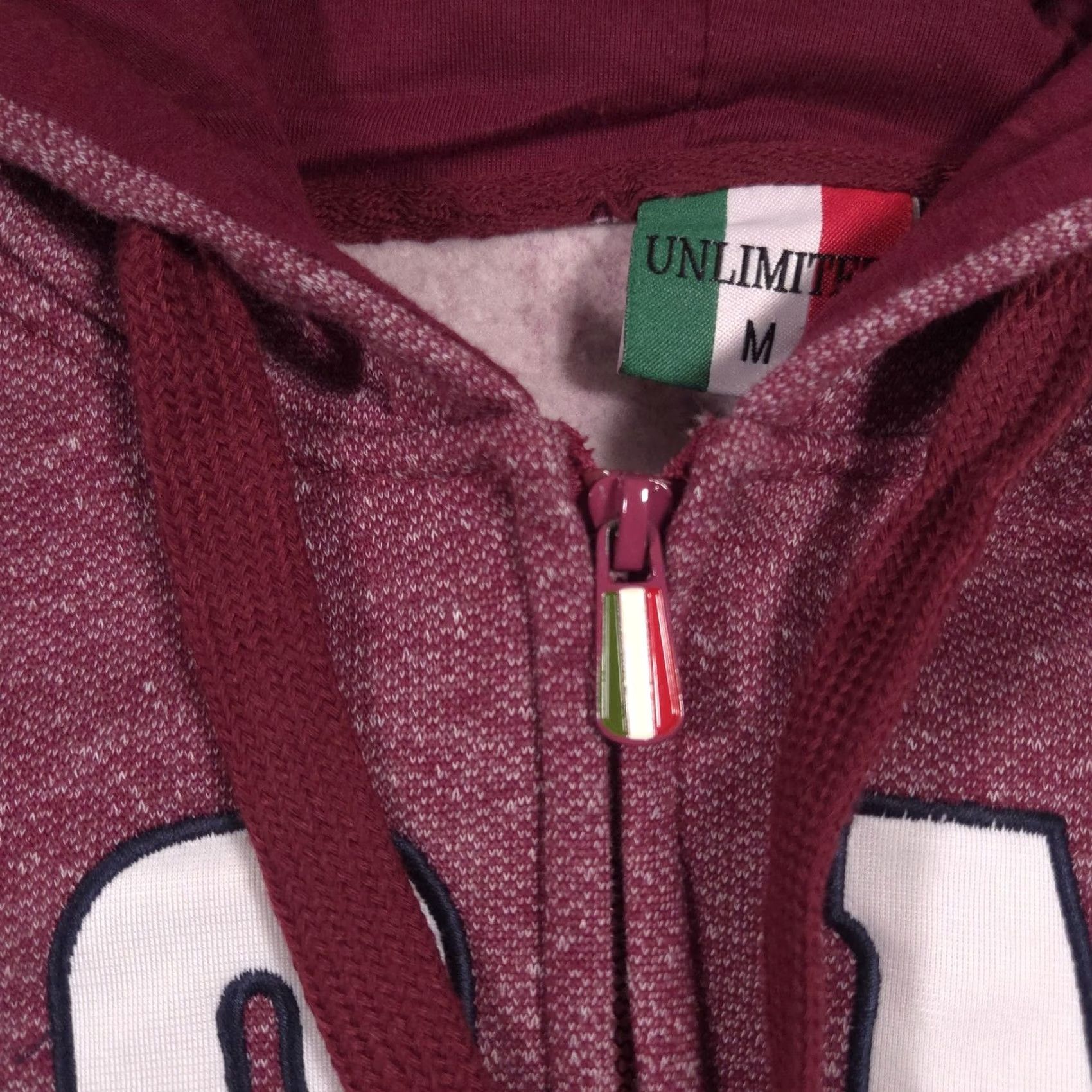 Vintage Unlimited Hoodie Womens M Red Zip Fleece Sweatshirt ROMA Italy Flag Logo Size M / US 6-8 / IT 42-44 - 5 Thumbnail