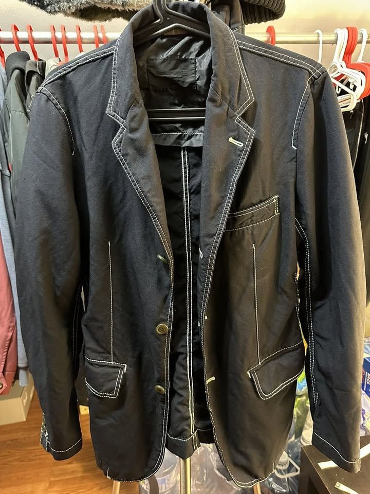 Comme des Garcons Homme Deux Comme Des Garçon Homme Contrast Stitch Nylon Blazer Jacket Size 46R - 1 Thumbnail