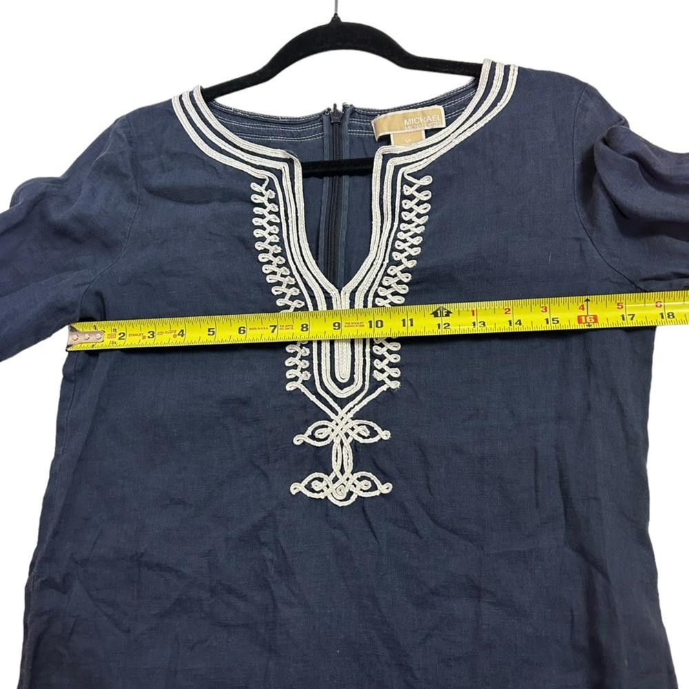 Michael Kors Michael Kors l Linen Navy Detailed Blouse Small Size S / US 4 / IT 40 - 5 Thumbnail