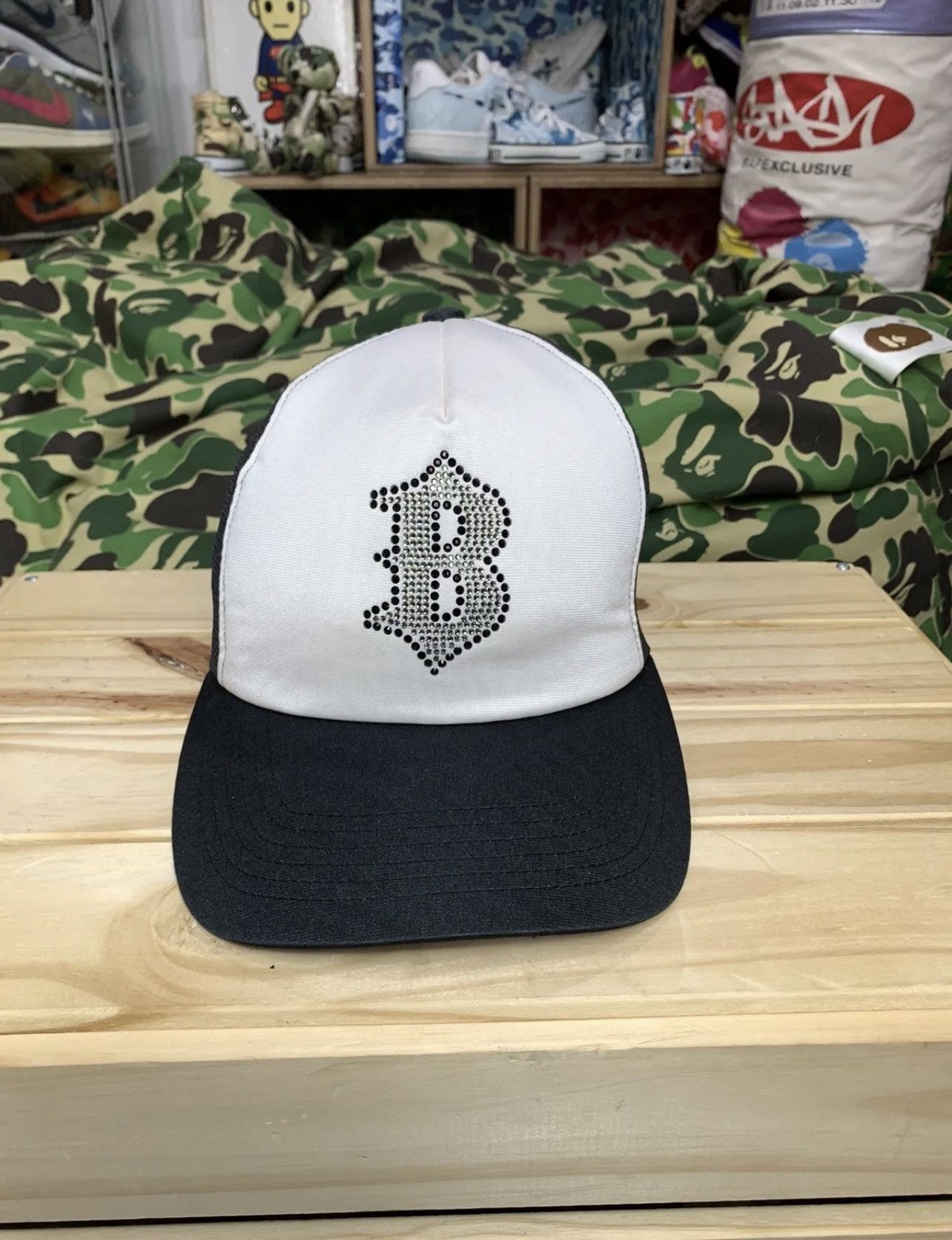 image of Og A Bathing Ape Bape Sta Swarovski Crystal Black Trucker, Men's