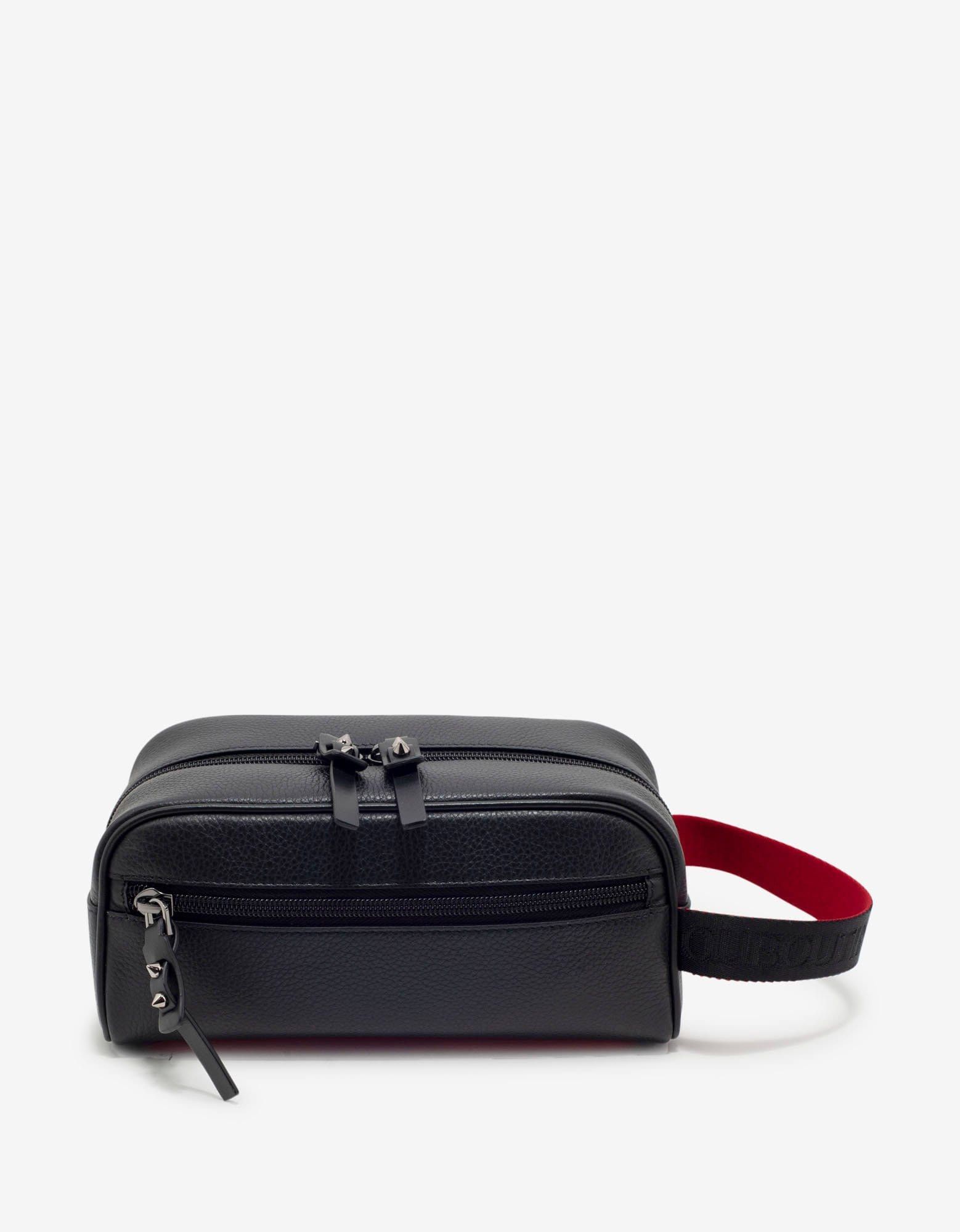 image of Christian Louboutin Blaster Black Grain Leather Travel Case, Men's