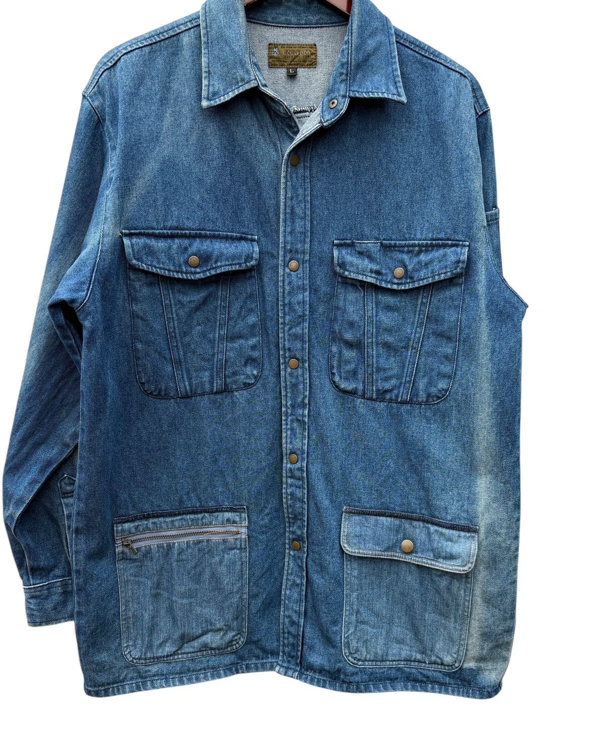 Japanese Brand Vintage Hop Scot Bleach Denim Workwear Chore Jacket Size US M / EU 48-50 / 2 - 3 Thumbnail