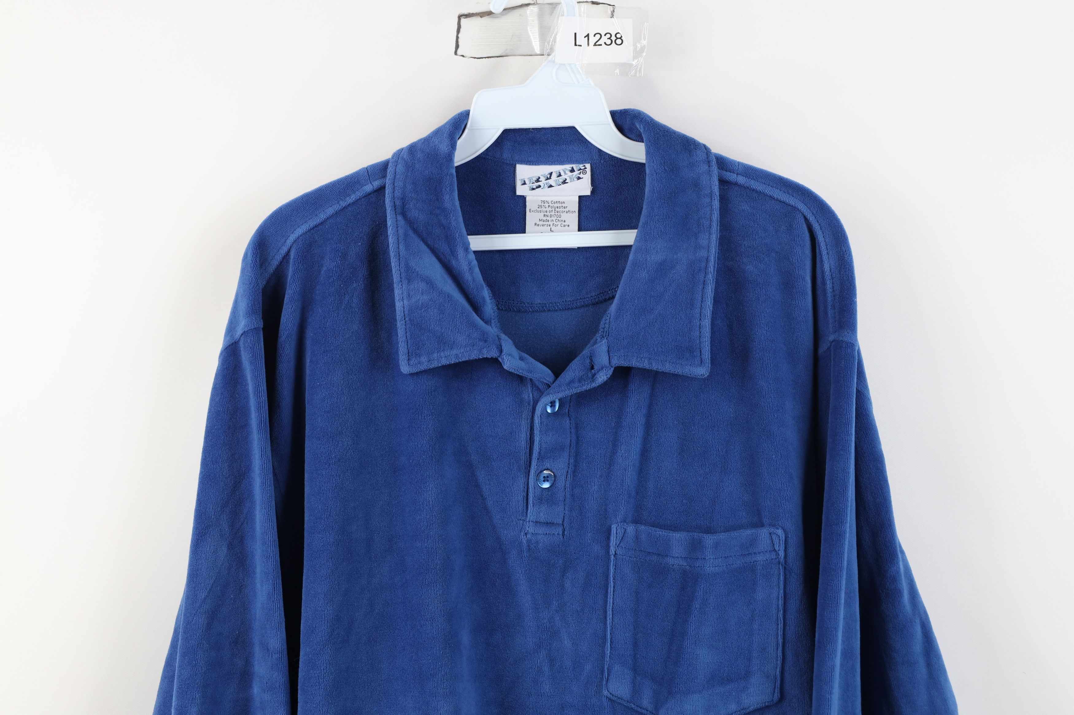 Vintage Vintage 90s Streetwear Velour Collared Pullover Sweater Size US L / EU 52-54 / 3 - 2 Thumbnail