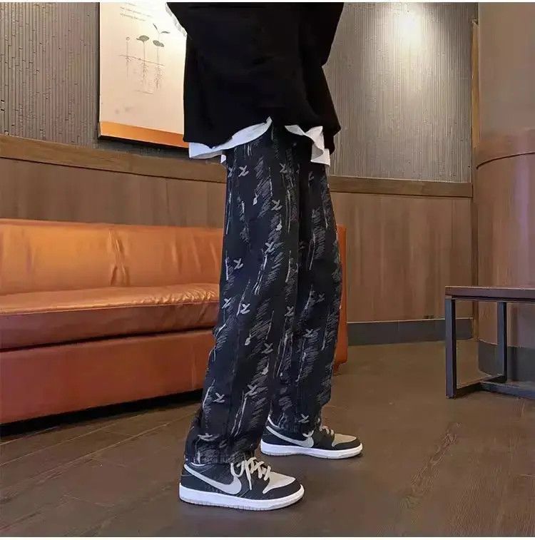Japanese Brand Retro Straight Loose Jacquard Jeans Size US 32 / EU 48 - 1 Thumbnail
