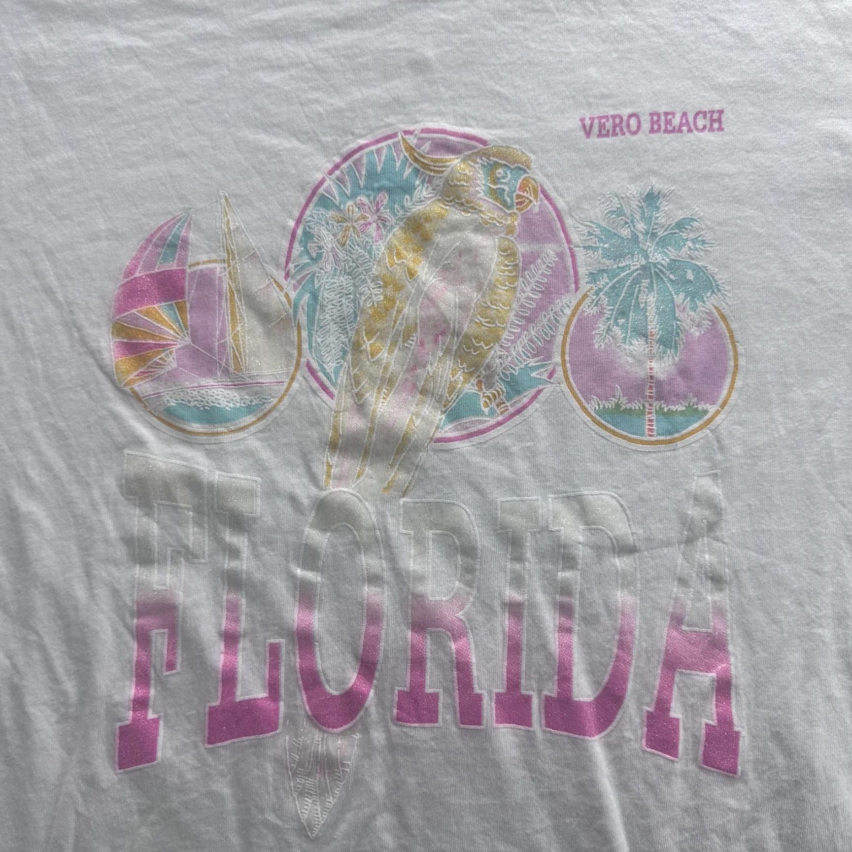 Fruit Of The Loom VINTAGE Florida Vero Beach Shirt Mens XL White Graphic Souvenir Made USA 90s Size US XL / EU 56 / 4 - 2 Thumbnail