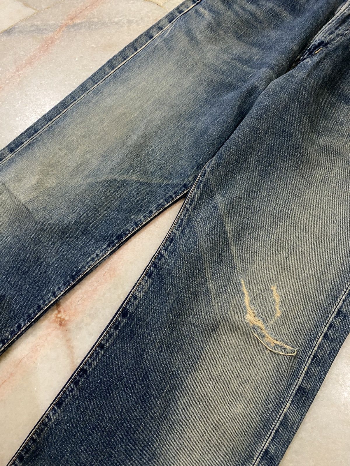 Edwin Vintage Edwin 505x Washed Orange Tab Ripped Selvedge Denim Size US 30 / EU 46 - 4 Thumbnail