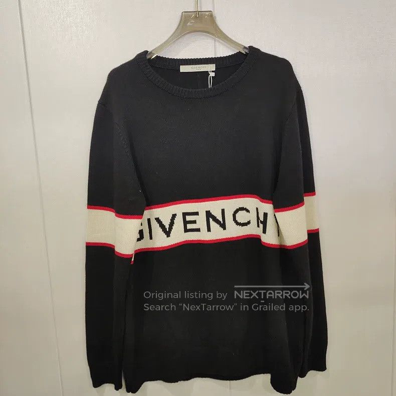 Givenchy Givenchy Black Sweater with Letter Logo Embroidered Knit Size US L / EU 52-54 / 3 - 1 Thumbnail
