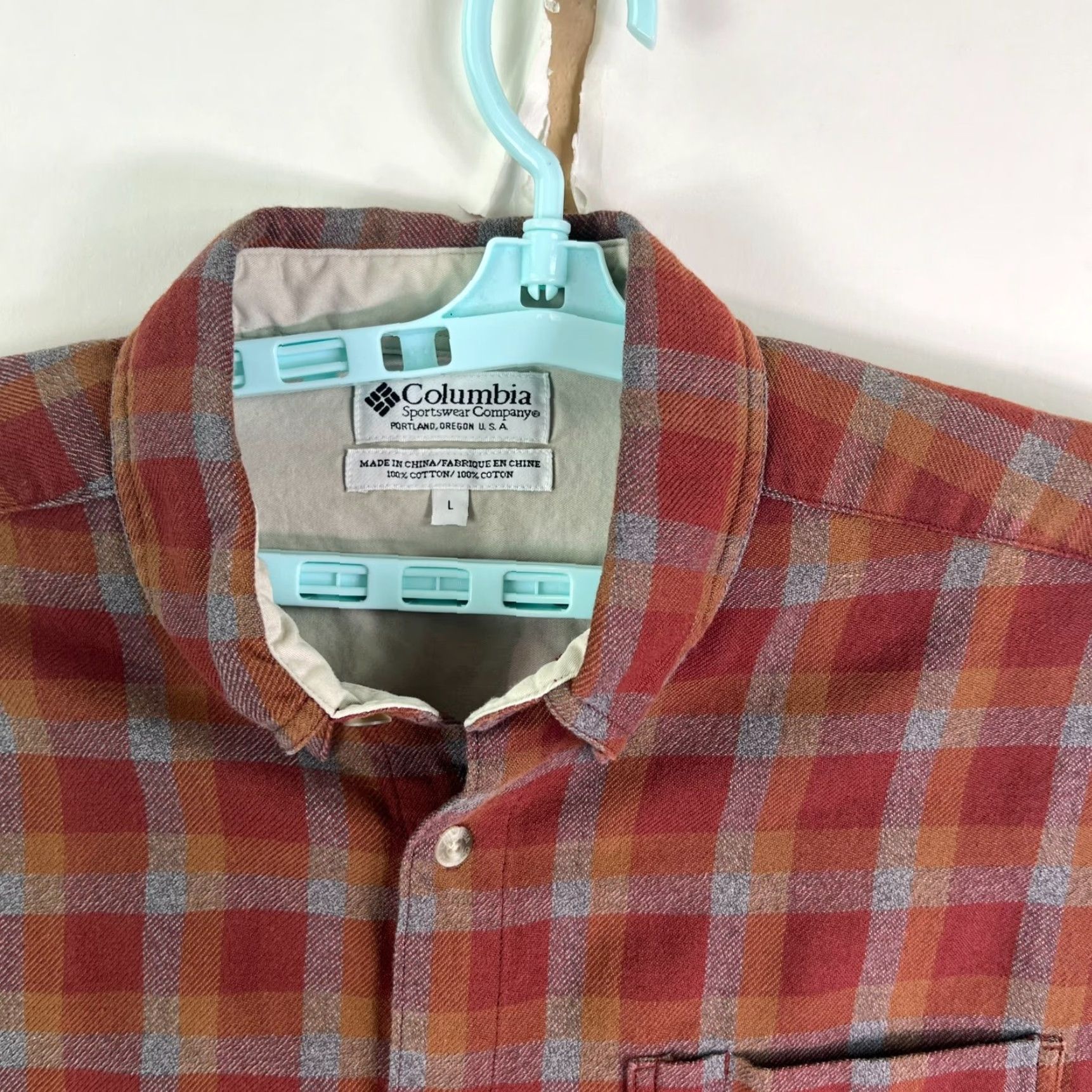 Vintage Columbia Shirt Mens L Orange Plaid Long Sleeve Cotton Button-Up Mens Size US L / EU 52-54 / 3 - 3 Thumbnail