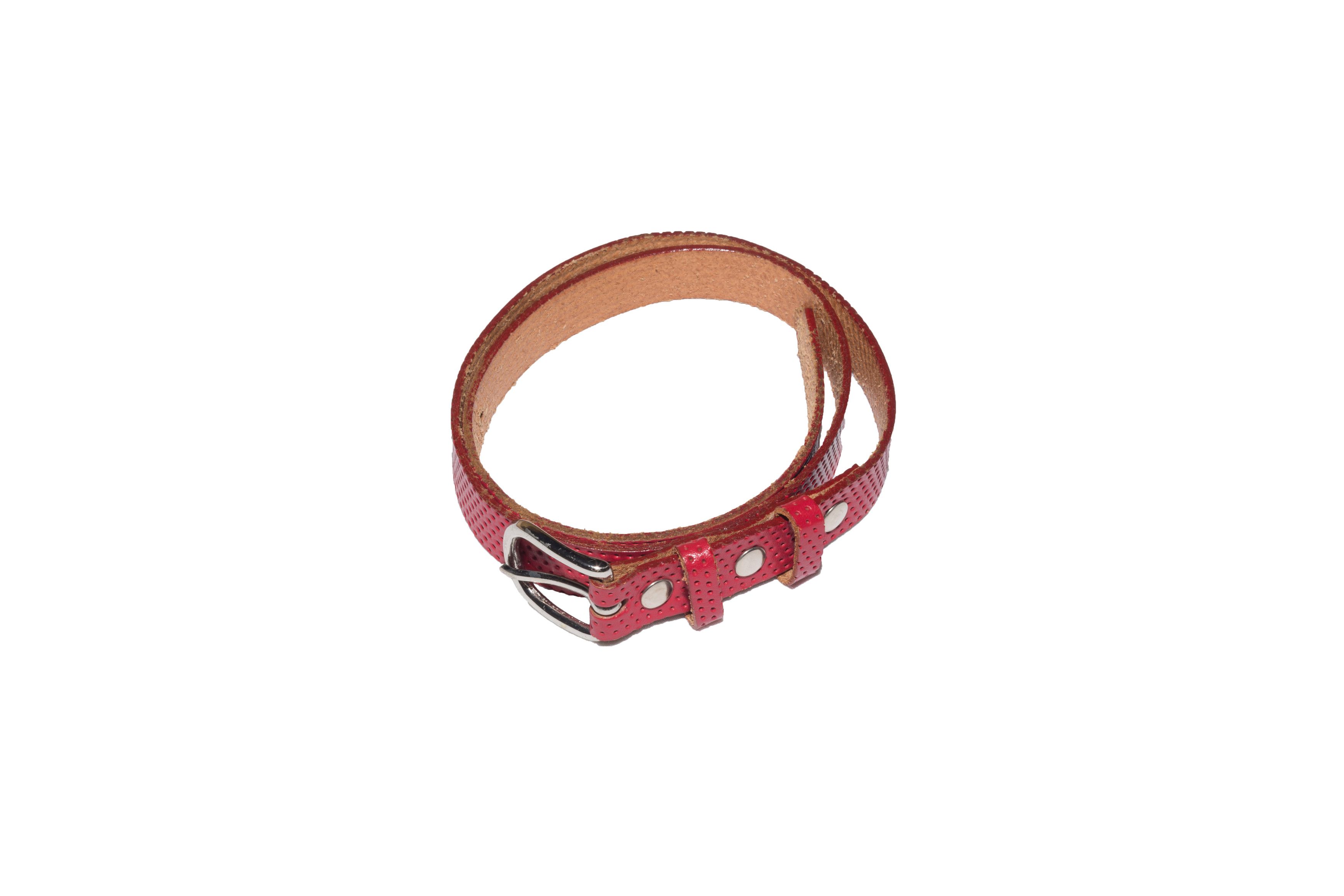 Comme des Garcons Red Leather Press Dot Strip Belt Size ONE SIZE - 1 Thumbnail