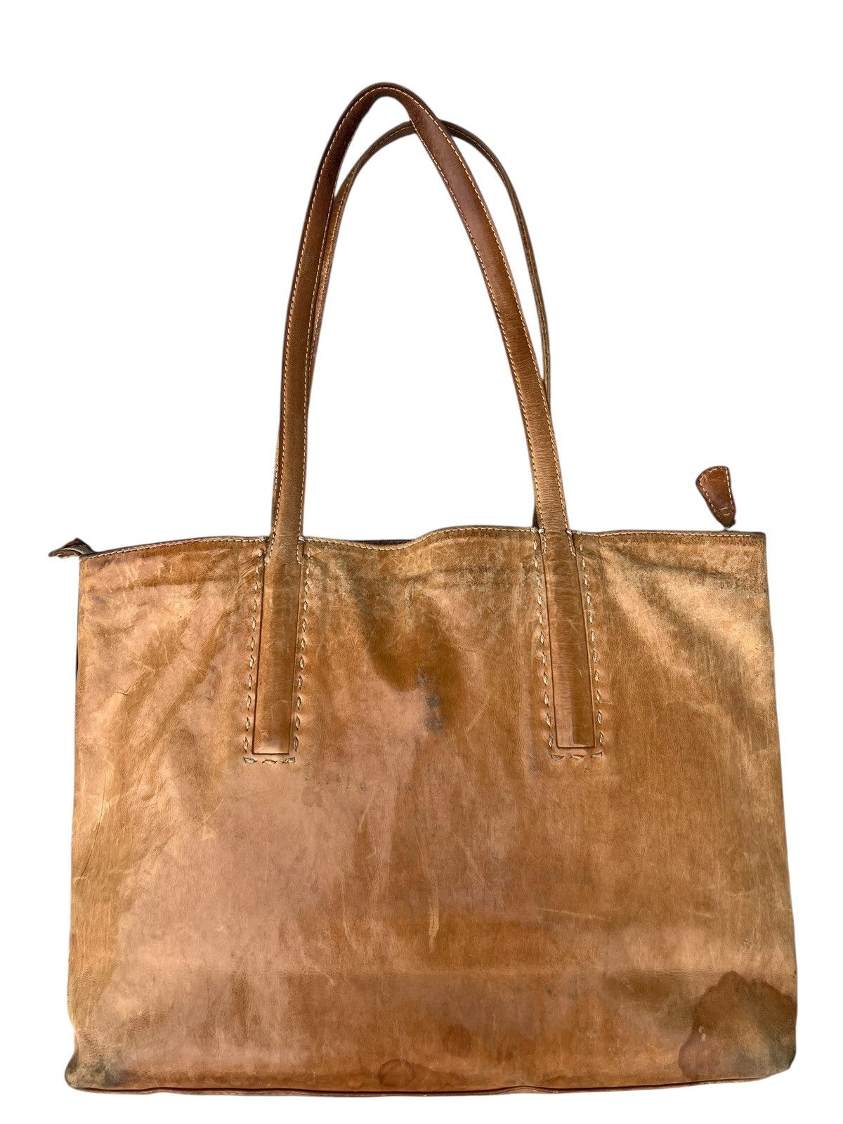Leather Distressed Patina Leather Tote Bag Genten Japan Size ONE SIZE - 5 Thumbnail