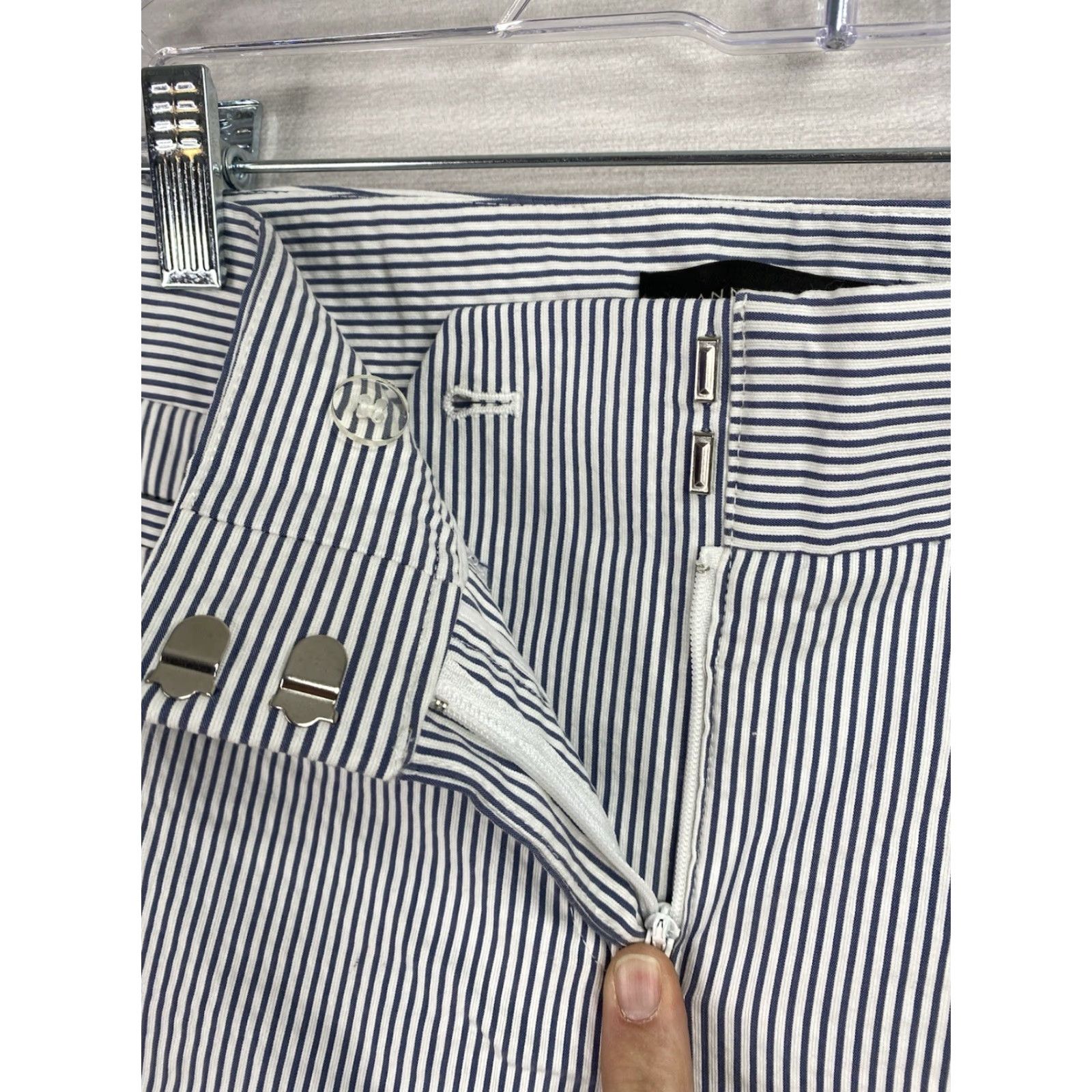 Ann Taylor Ann Taylor Womens Pants Cropped Wide-Leg Blue White Stripe Preppy Stretch 2 Size 26" / US 2 / IT 38 - 3 Thumbnail