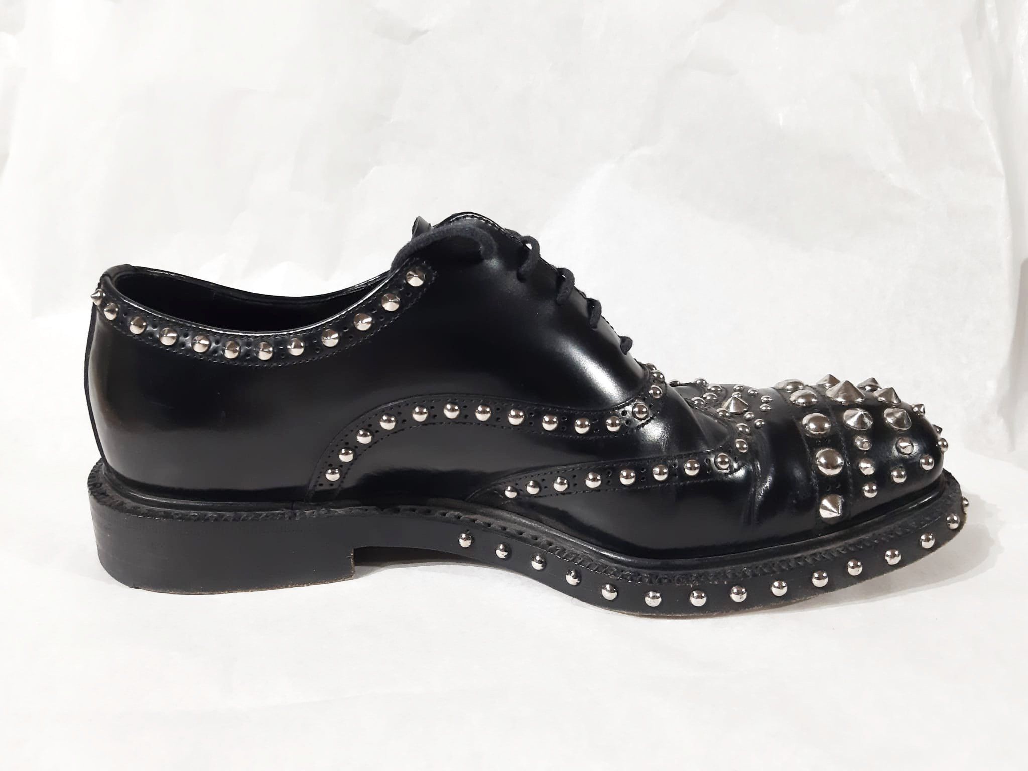 Prada FW 2009 Runway Studded Leather Derby Shoes Size US 7.5 / EU 40-41 - 5 Thumbnail