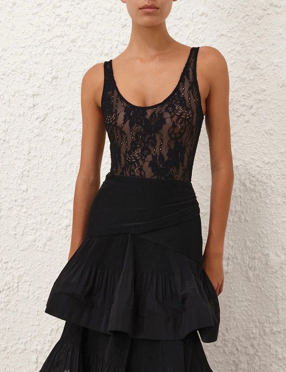Zimmermann oc11z0225 Bodysuit in Black Size XL / US 12-14 / IT 48-50 - 3 Thumbnail
