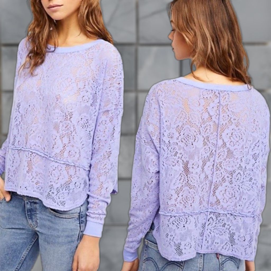 Free People Top Shirt Women's M Light purple Long Sleeve Polyester Blend Brand New With Tag