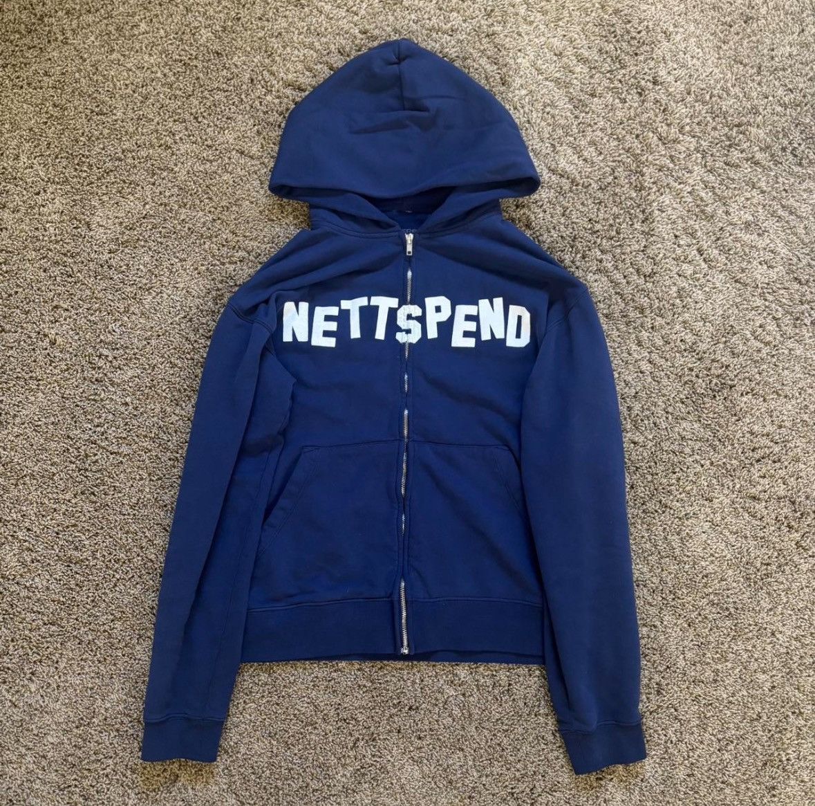 Streetwear Nettspend BAFK Tour “NETTSPEND” Navy Blue Zip-Up Hoodie