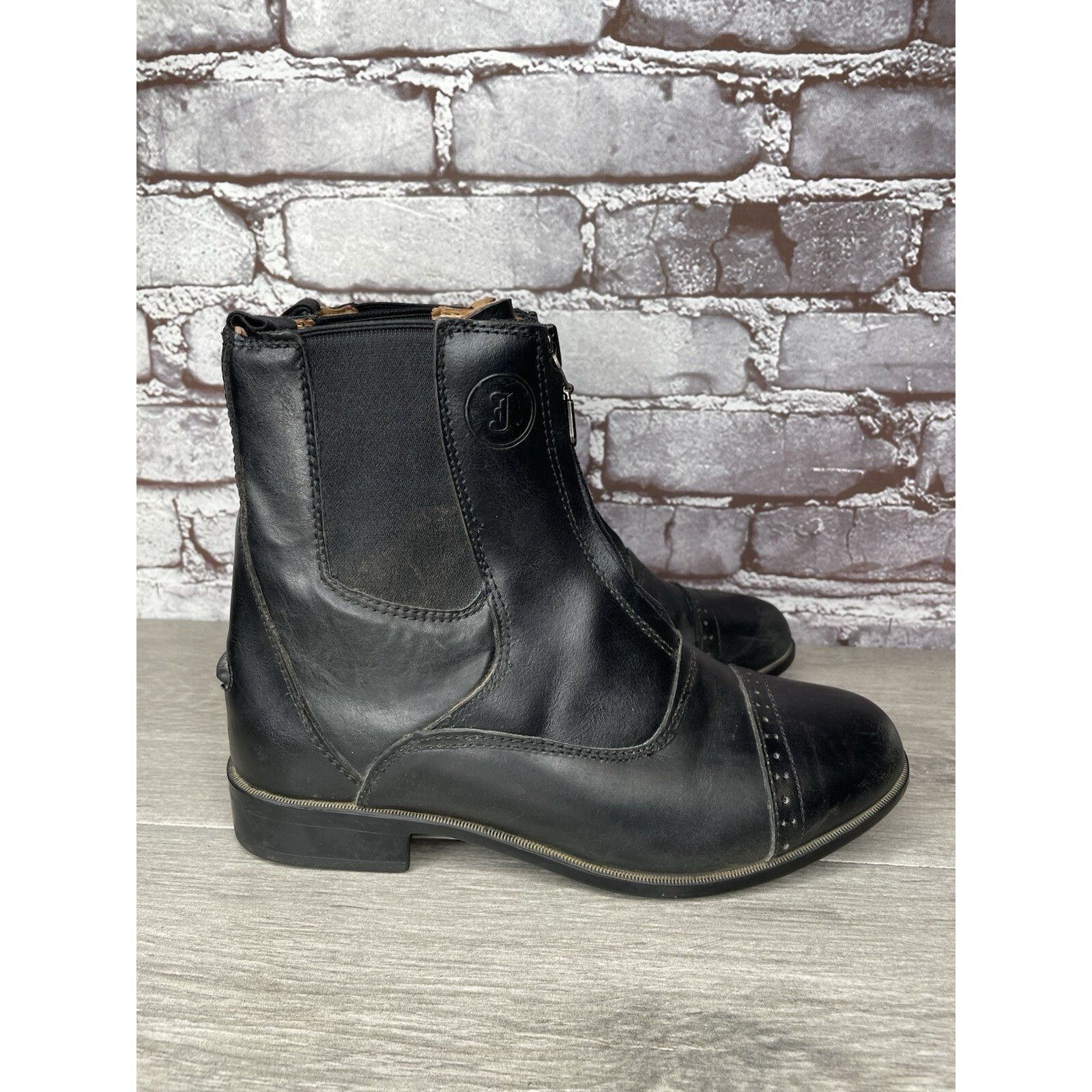 Justin Justin Black Leather Front Zip Jodhpur Cap Toe Boots Women S Size US 7 / IT 37 - 1 Thumbnail