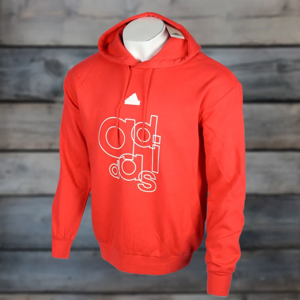 Adidas Adidas Men's Graphic Print Fleece Hoodie Sweatshirt M Medium Bright Red IS1991 Size US M / EU 48-50 / 2 - 1 Thumbnail