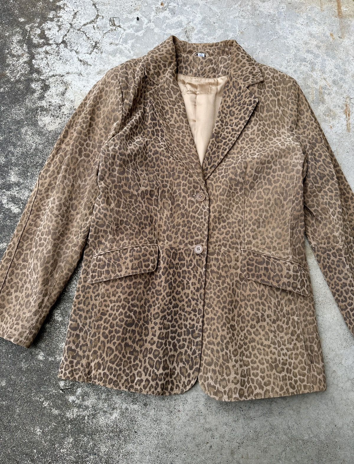 Vintage Y2K Leopard cheetah animal suede leather blazer YSL Wacko Size US M / EU 48-50 / 2 - 4 Thumbnail